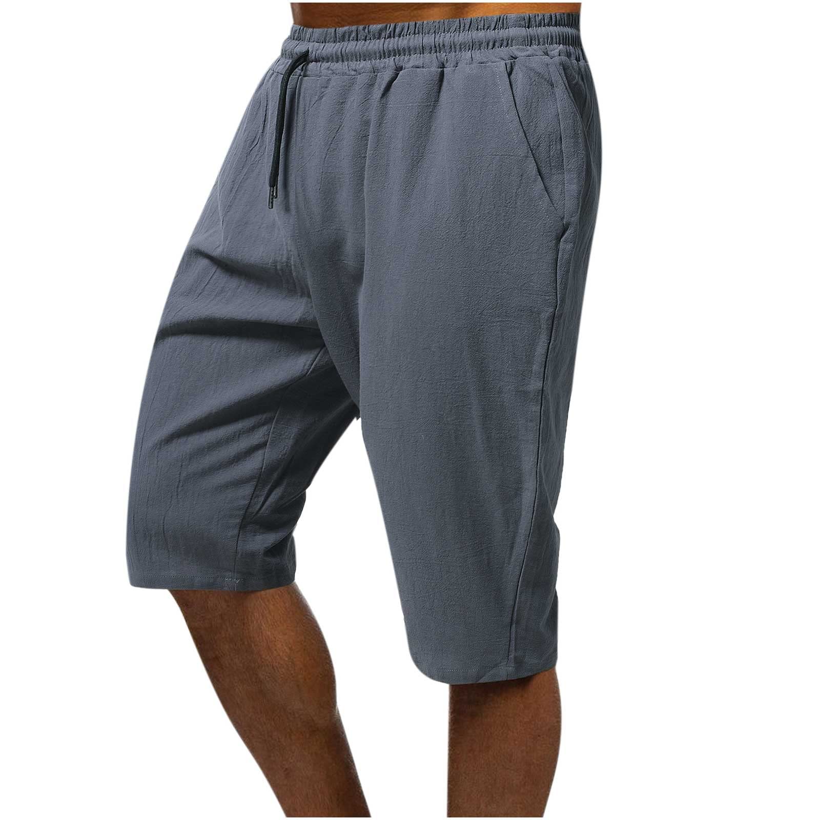 Guhmomh Shorts Herren Sommer Baumwolle Kurze Hosen Freizeithose Sporthose Sommerhose Badehose Bermuda Leicht Jogginghose Atmungsaktiv Strand CasualLaufhose Wanderhose Baggy Sommershorts Grau 5XL