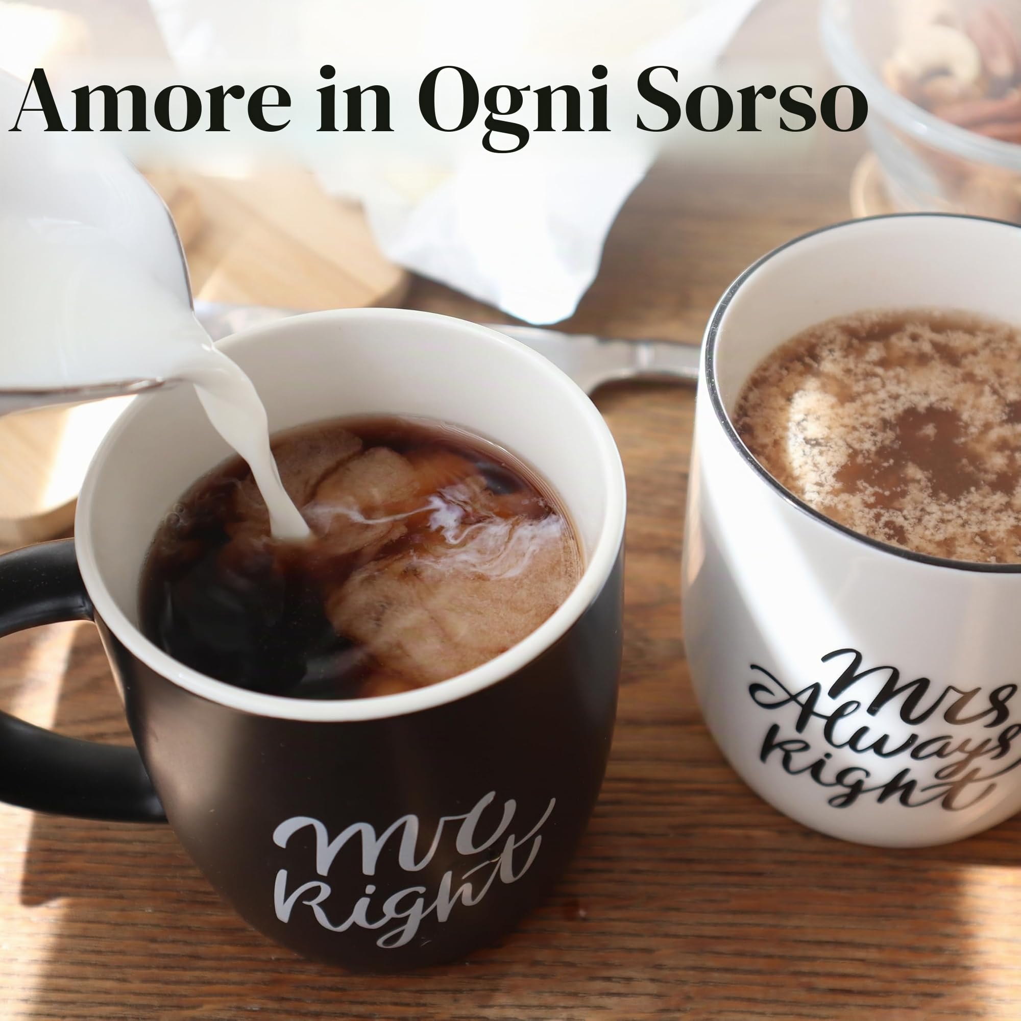 Triple Gifffted Tazza da caffè Mr Right Mrs Always Right, idea regalo per coppie, anniversario di matrimonio, fidanzamento, Natale, lui e lei, sposi, genitori, sposi novelli, addio al nubilato,