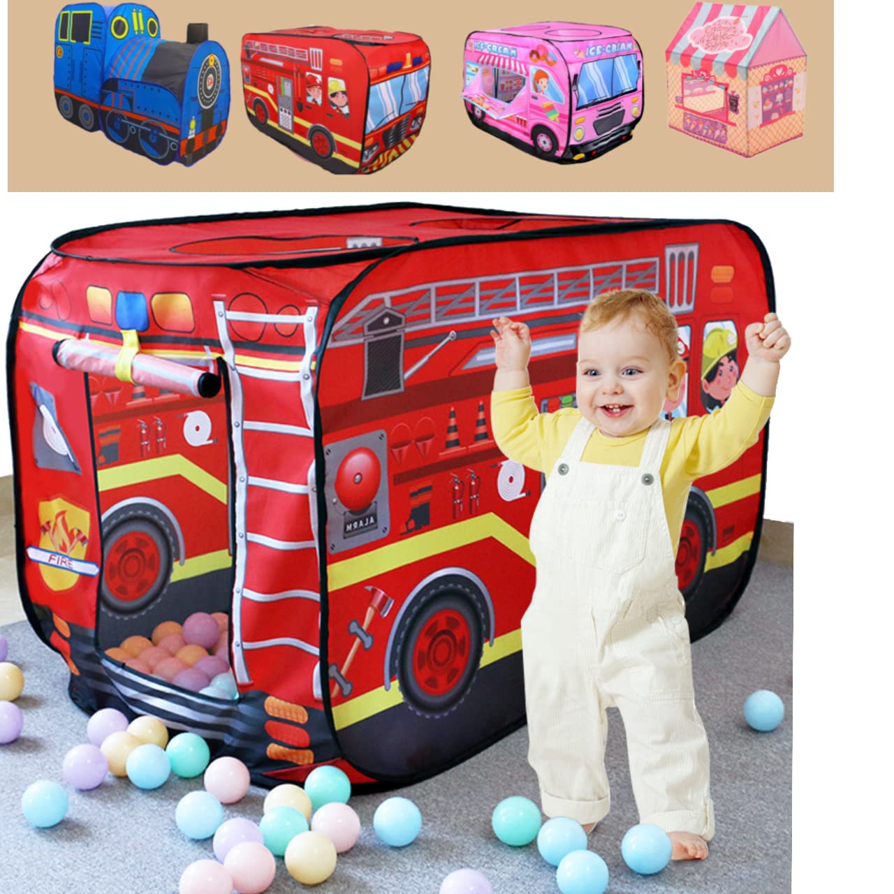 Amazon | ボールプール キッズテント 子供用テント【消防車 ver 