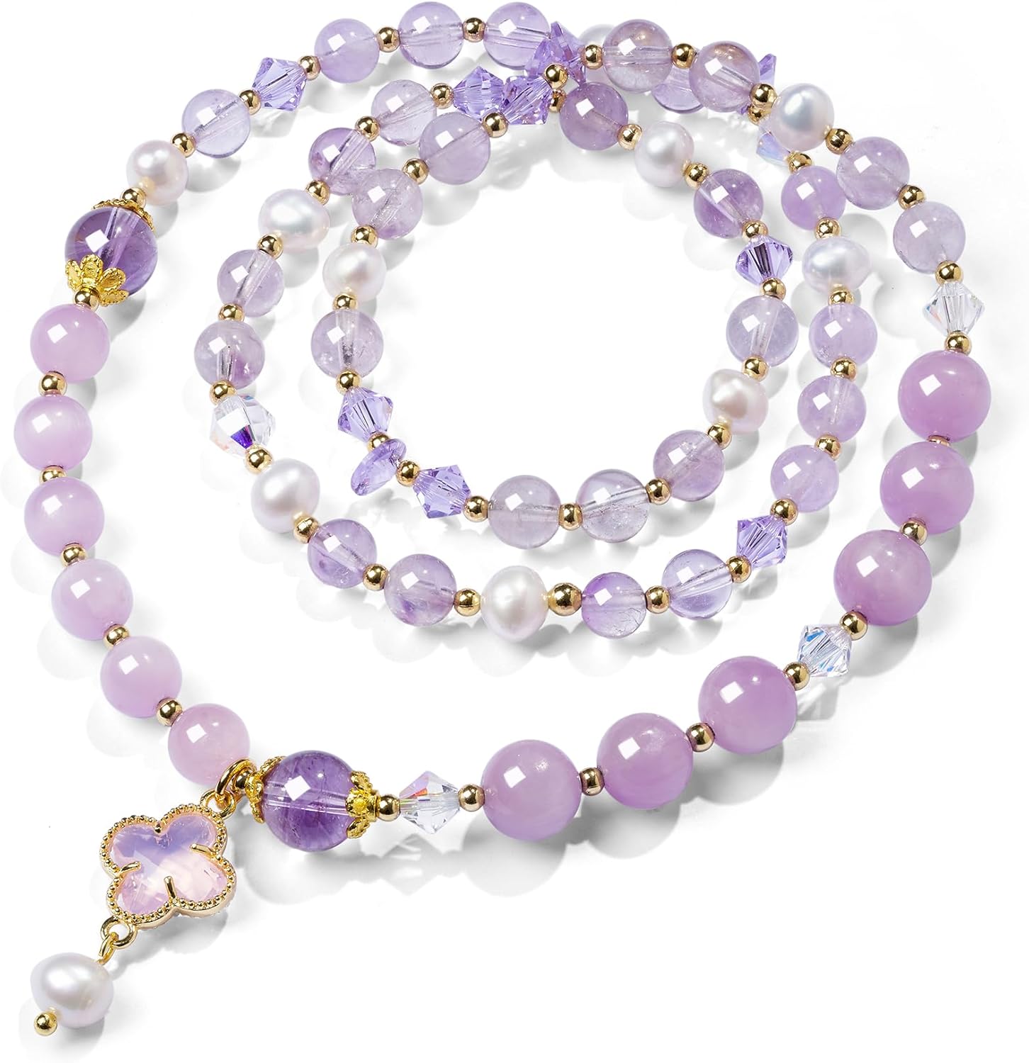 18k Gold Plated Handmade Bracelet-Necklace | Natural Fine Crystal, Freshwater Pealr, Authentic Austrian Crystal | Elegant Jewelry Gift for Women