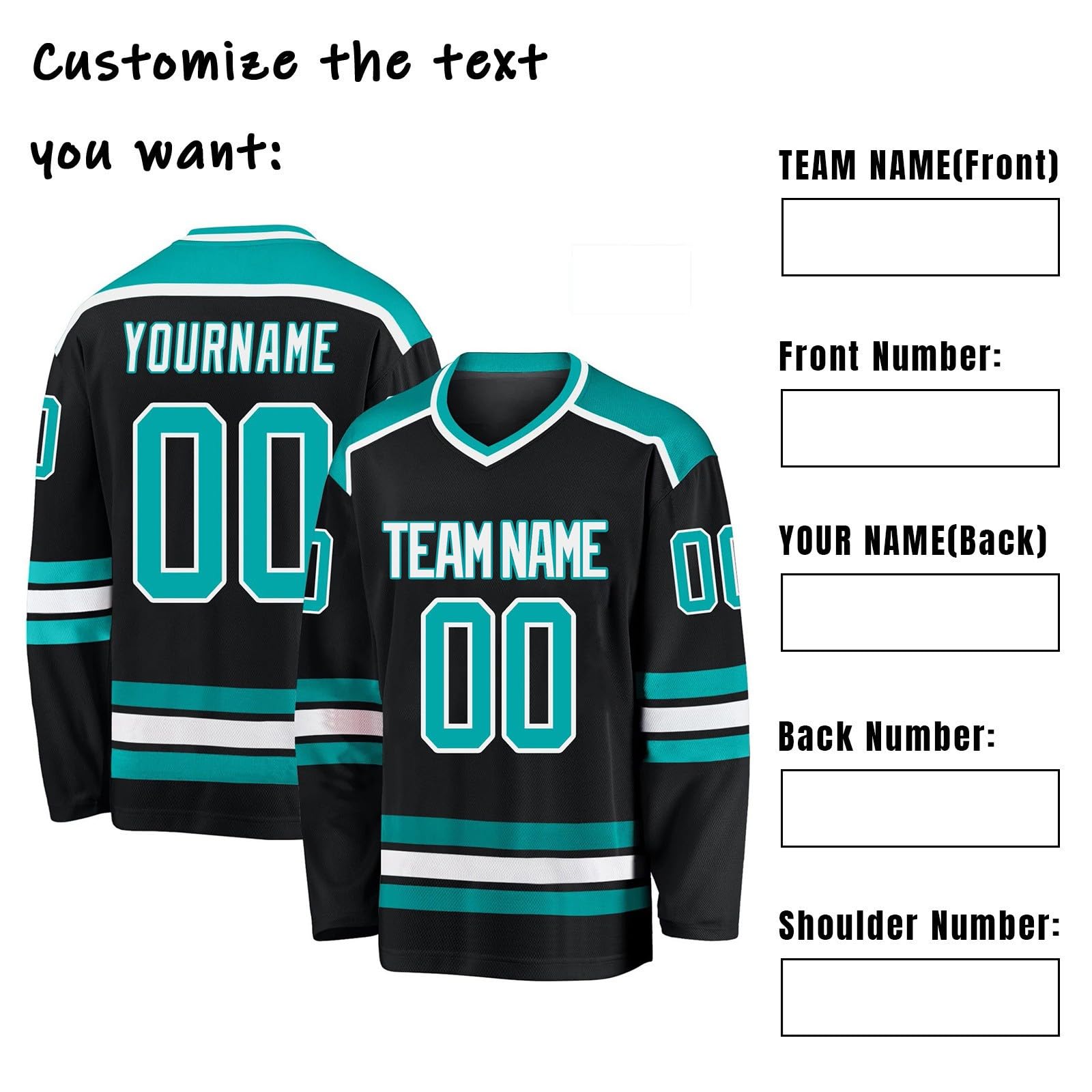 Maillot de Hockey Personnalisé Manches Longues avec Votre Nom/Équipe/Numéro