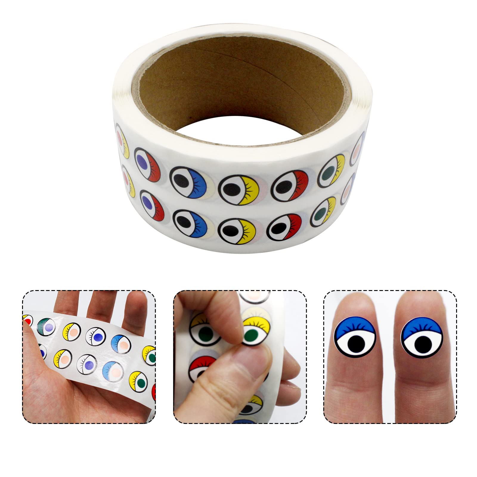 BLMHTWO 2000 Occhi Finti Autoadesivi: Rotolo Con 6 Forme, Per Craft E Scrapbooking, 1.4 Cm