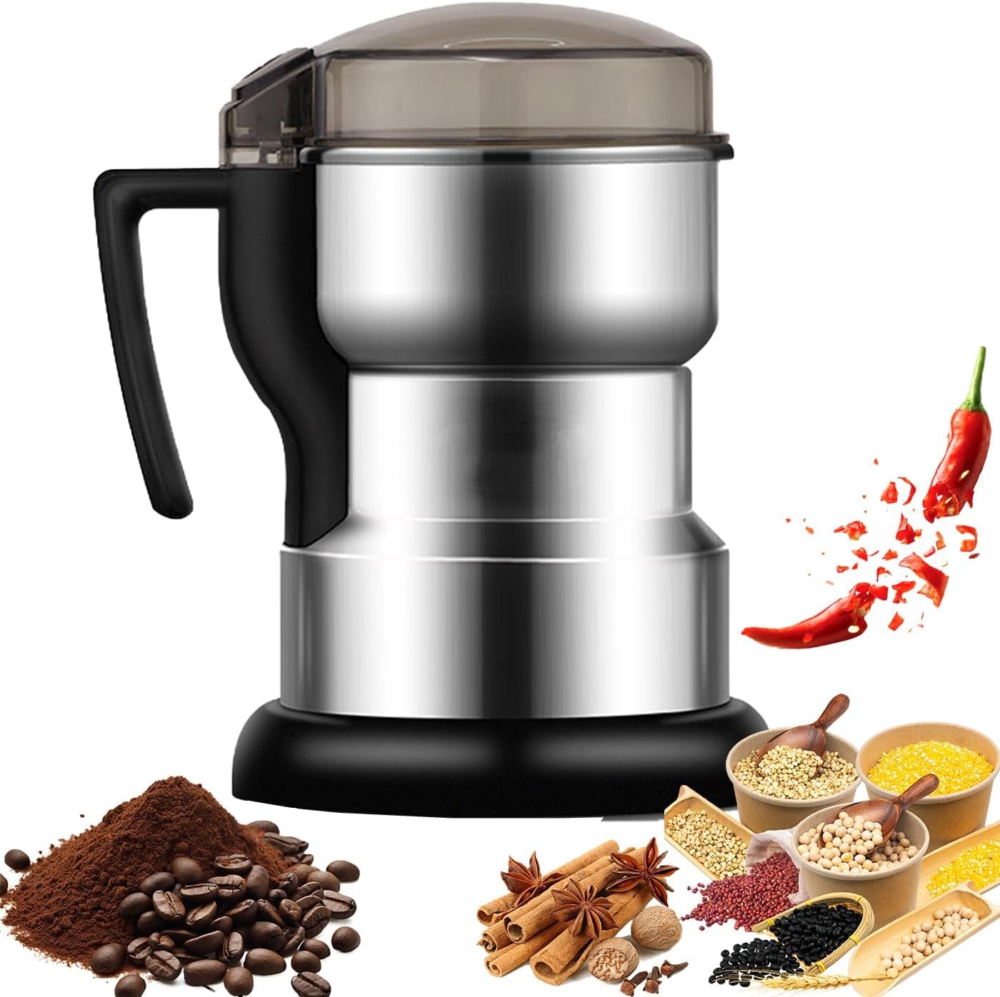 Electric Household Grinding Mill, 100ml Mini Spice Grinder, Dry Grinding Machine, High Speed Crushing, for Coffee Bean, Spices, Herbs, Nuts, Grains, Seeds