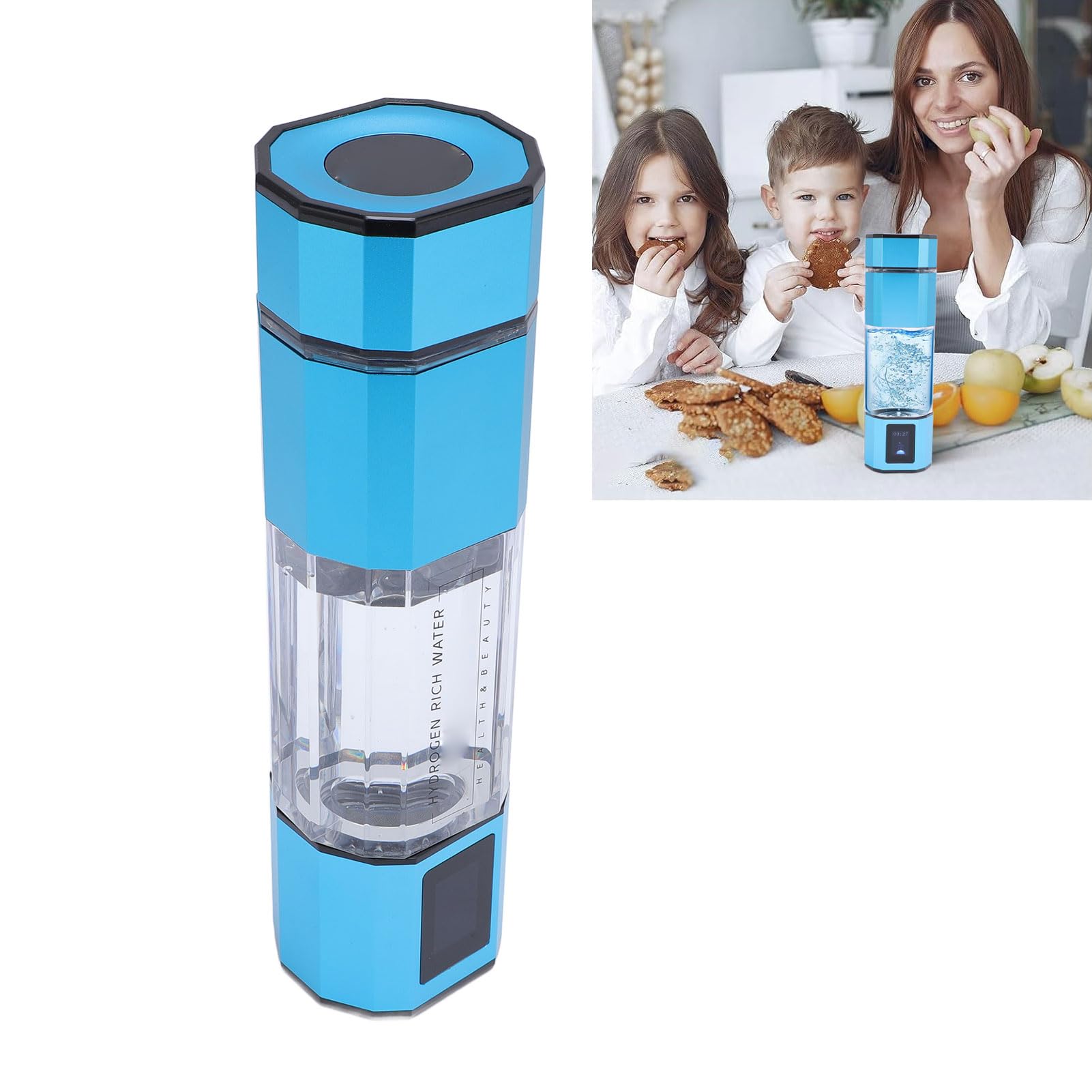 Botellas de agua de hidrógeno, 250 ml, tecnología SPE de hasta 5000ppb 2 modos Modo de retrolavado automático, adecuado para hogar, oficina, viaje (1)
