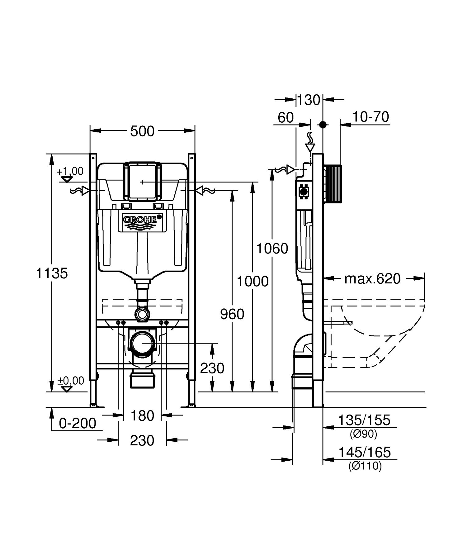 GROHE 38840000 - Cisterna empotrada 1,13 m de altura