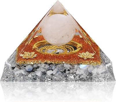 Hopeseed Orgone Crystal Pyramid Orgonite Rainbow Moonstone&White Crystal Stones Healing Crystals Pyramid for Positive Energ Reduce Stress Meditation Chakra Attracts Lucky and Success Spiritual Gifts