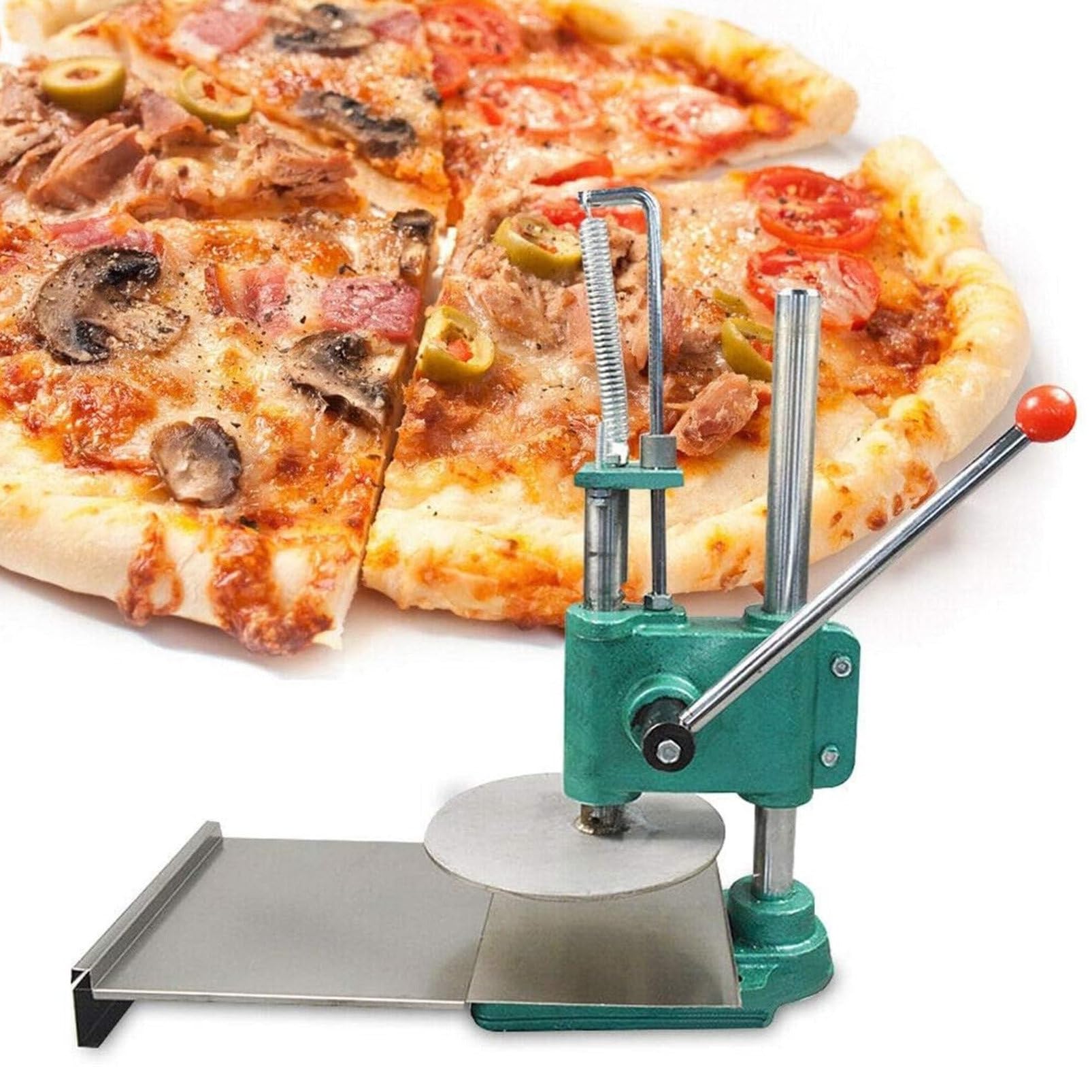 Pizzateig-Pressmaschine, Elektrische GebäCkmaschine, Teigroller, Teigausrollmaschine, Nudelmaschine, Haushalts-Pizza-GebäCk-Pressmaschine FüR Pizza, Tortilla,22cm