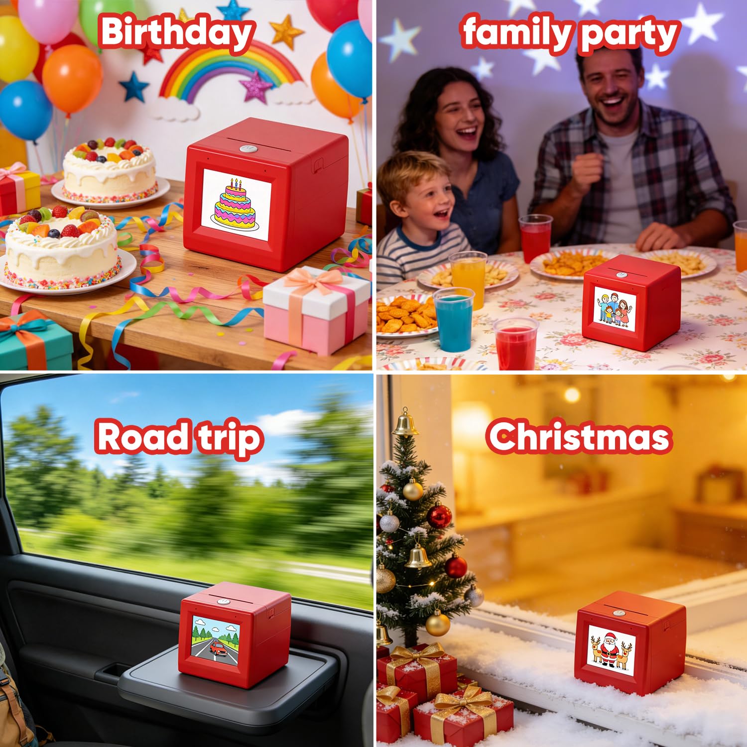 Stickerbox - Mini adesivo AI per bambini, stampante adesiva portatile ad attivazione vocale, stampante termica senza inchiostro per arti e mestieri fai da te, regalo di compleanno