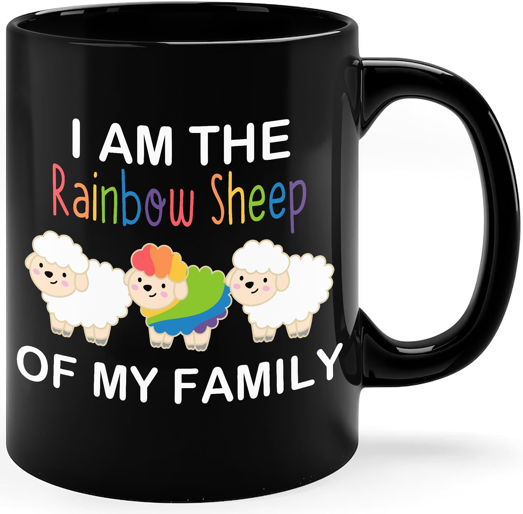 Funny Mug LGBT Mug Rainbow Sheep of The Family LGBT Flag Gay Pride Month Transgender Rainbow Lesbian, Bisexual Mug Queer Mug, Rainbow LGBT, Pride Month Gift, Birthday Black Coffee Mug 11oz