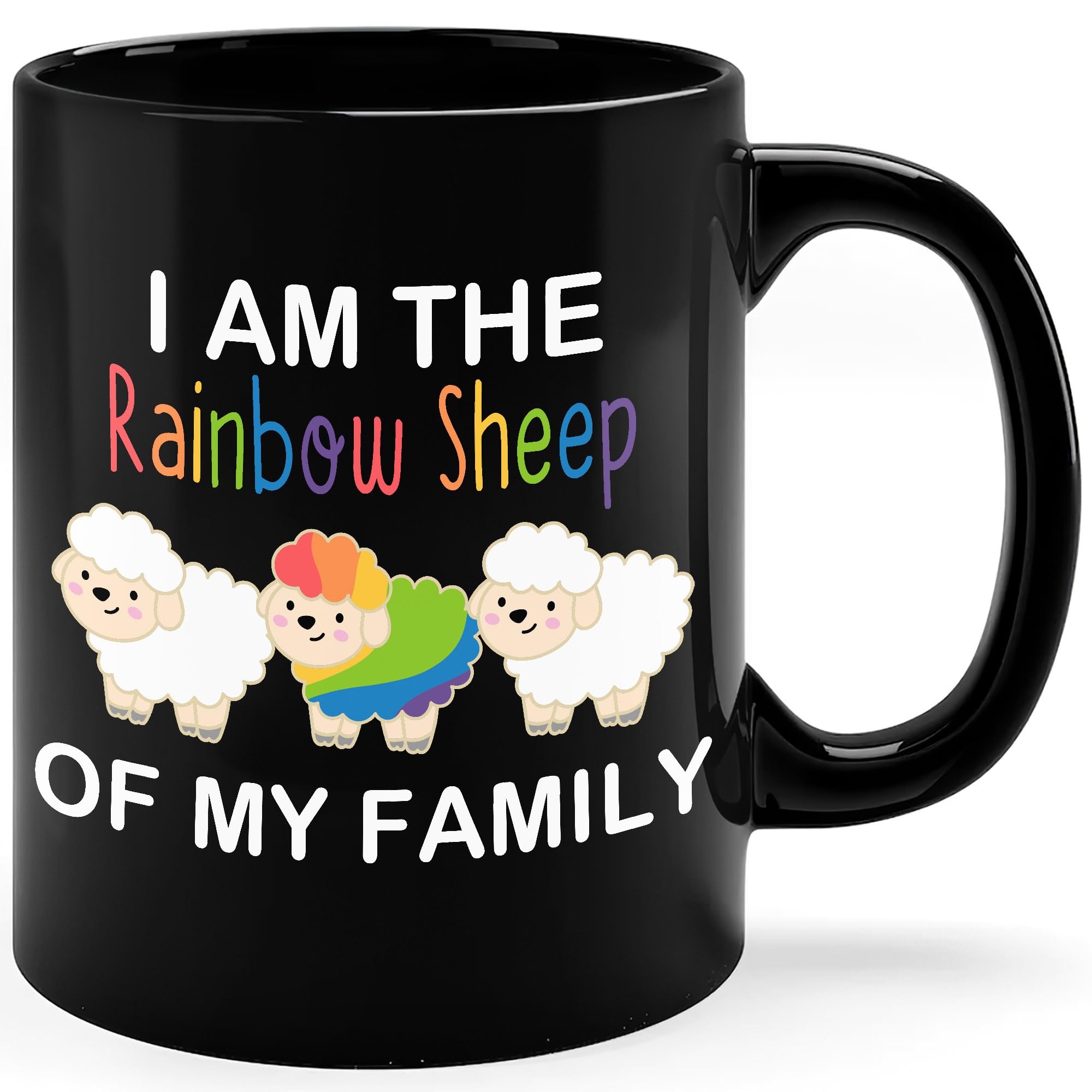 Funny Mug LGBT Mug Rainbow Sheep of The Family LGBT Flag Gay Pride Month Transgender Rainbow Lesbian, Bisexual Mug Queer Mug, Rainbow LGBT, Pride Month Gift, Birthday Black Coffee Mug 11oz