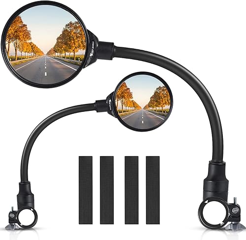 West Biking Espejo de bicicleta para manubrio, espejo retrovisor giratorio ajustable para bicicleta, espejo de seguridad convexo acrílico de gran