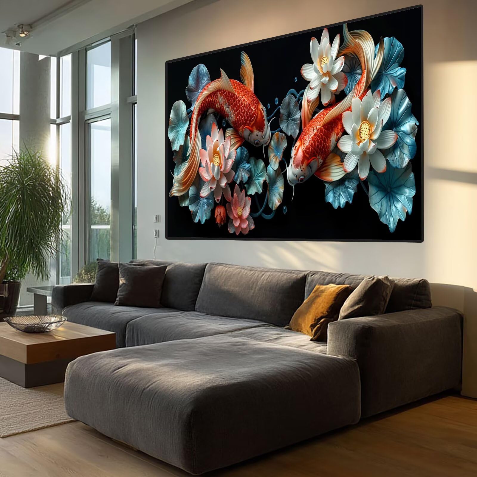 Koi Fish Diamond Art Lotus Diamond Painting Arts and Crafts dla dorosłych, zestawy do malowania diamentami 5D, dorosłych, Crysta, haft krzyżykowy, zestaw do haftowania DIY dla początkujących