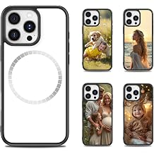5 Pieces Magnetic for iPhone 15 Pro Sublimation Blank Case Compatible with MagSafe Printable DIY Customized Phone Case Anti-Slip Bumper Protective Cover Black