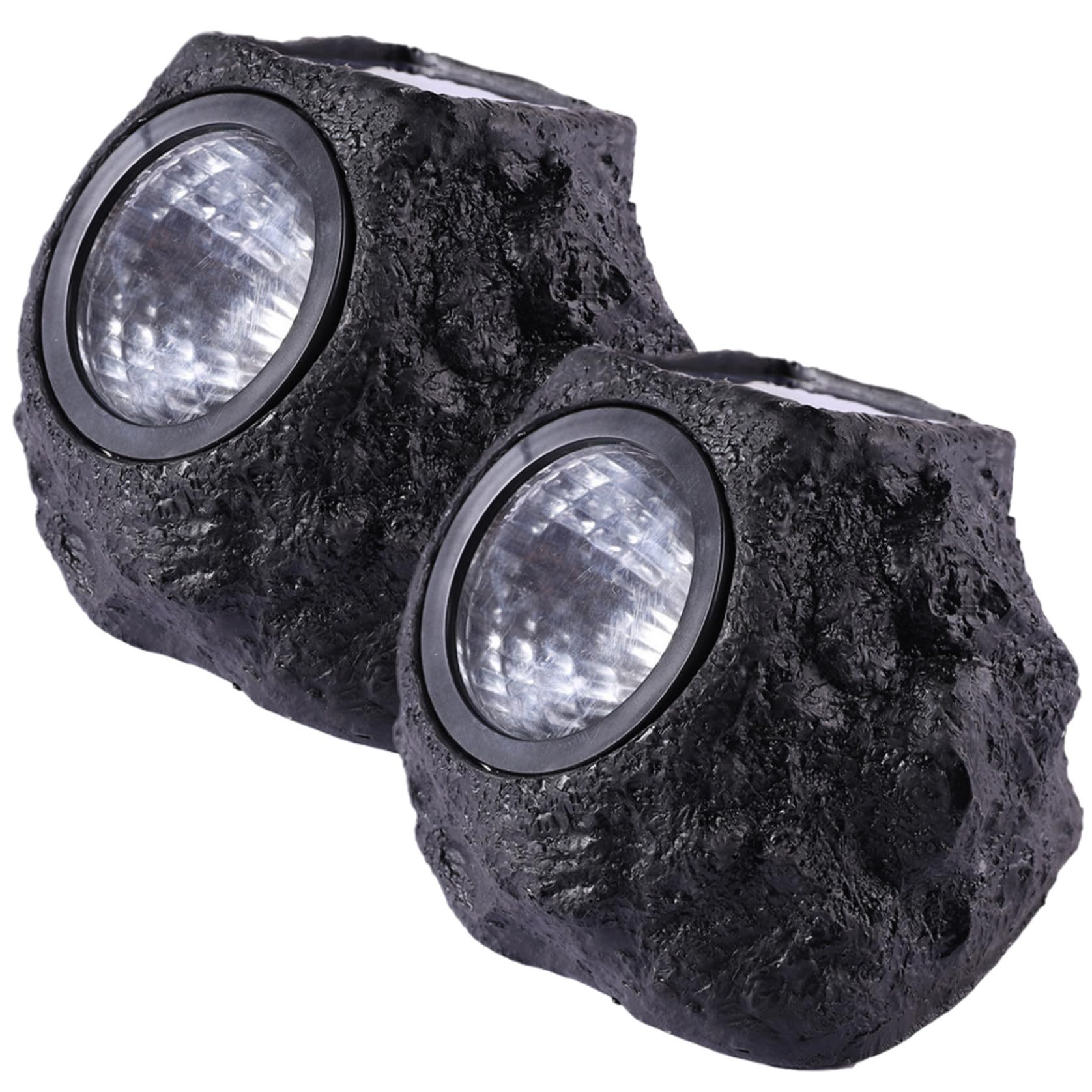 AwnsIMfreien Solar Rock Lights for Outside, 2PCS Waterproof Realistic Stone Solar Spotlight LED Warm Ground Lights for Pathway Walkway Yard Garden, 6x5x5 Inch, Spotlight