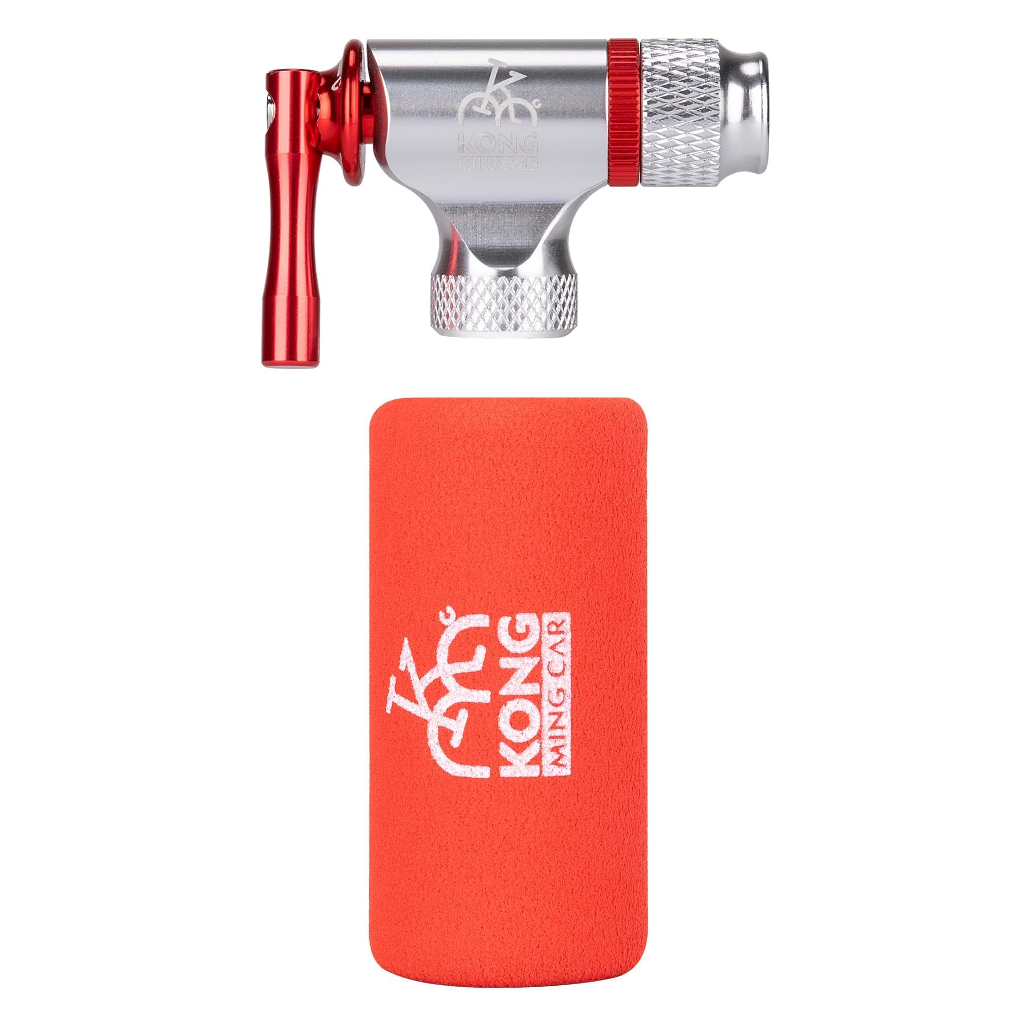 CO2 Inflator Ventilaufsatz für Fahrräder, Kompatibel mit Presta & Schrader Ventilen, CNC Aluminium Luftpumpen-Kopf für MTB & Rennrad, CO2 Kartusche separat erhältlich