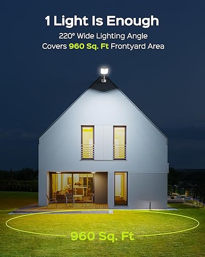 Miniatura 6 de JACKYLED Farola solar de 300 W, luz solar para exteriores, 30000 lúmenes, luz de seguridad solar IP65, impermeable, luz de inundación solar para