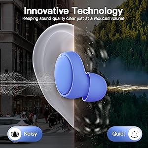 Ear Plugs for Sleeping Noise Cancelling, 45dB Noise Reduction Earplugs for Sleep, Concert, Snoring, Parenting & Noise Sensitivity Relief, Hearing Protection Reusable Earplugs with 8 Soft Tips Blue