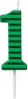 Papyrus Number 1 Birthday Candle, Green Stripes (1-Count)