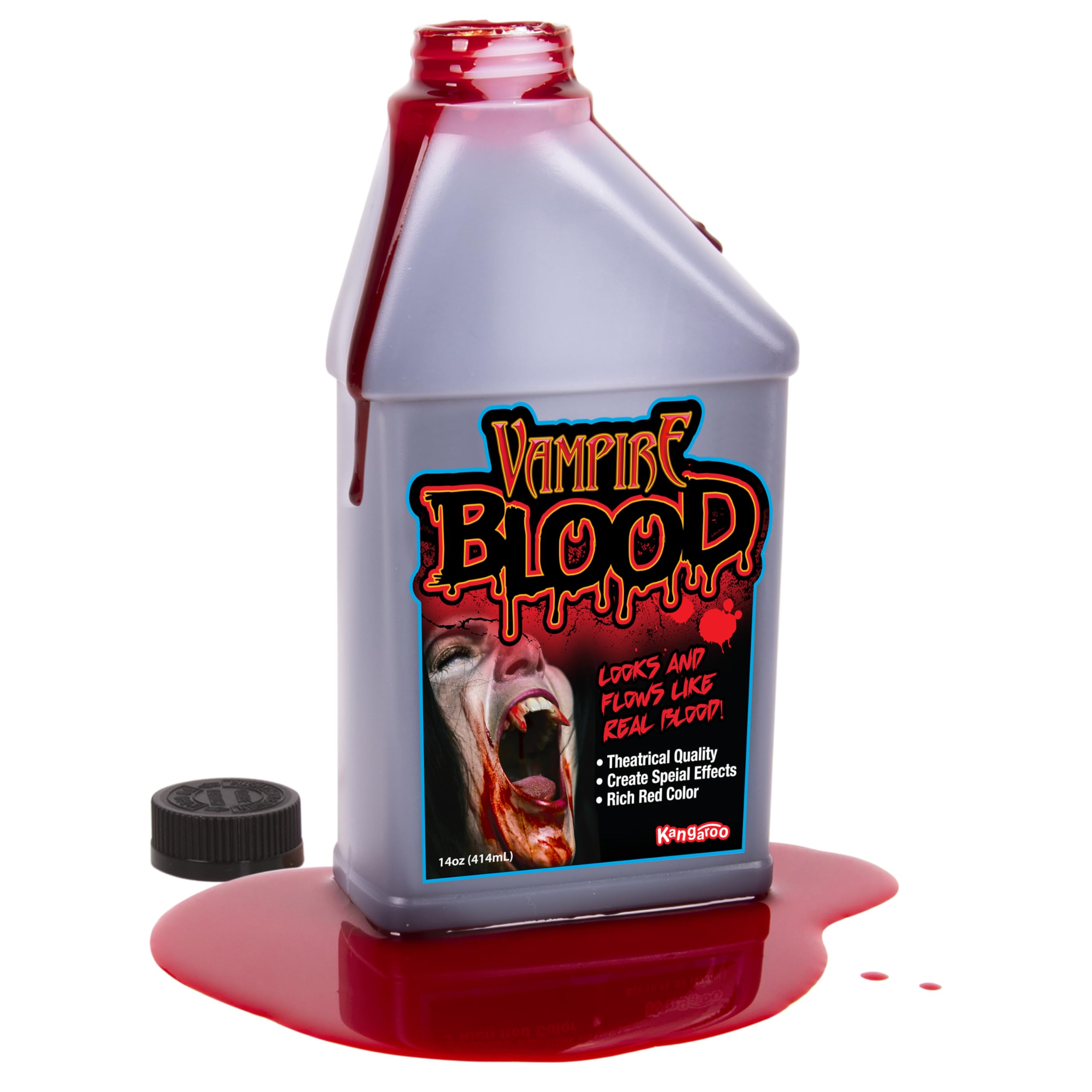 KangarooKangaroo Halloween Fake Blood for Clothes - Liquid Washable Fake Red Fluid for Zombie Vampire Costumes Accessories Cosplay Adults and Kids Theatrical Fake Blood – Safe, Non-Toxic Halloween Makeup Prop