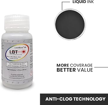LaserBond 100 Black Laser Marking Ink 50g, Compatible with CO2 Fiber Diode and YAG Laser Engravers, Permanent Marks on Metal Glass Stone and Ceramic
