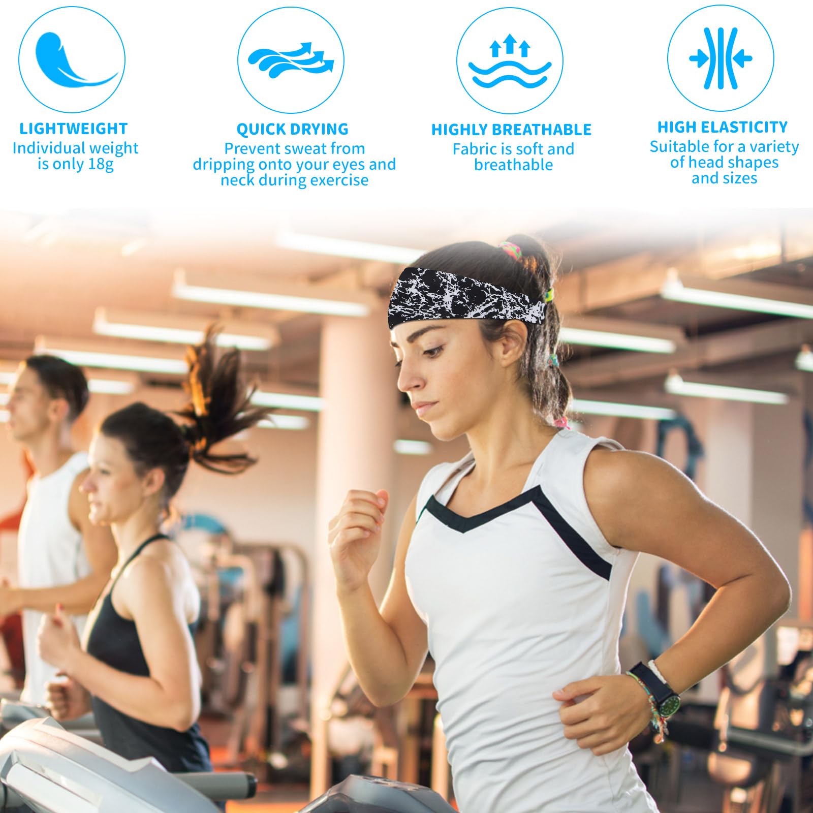 WUFANC Fascia Capelli Uomo e Donna 6 Pezzi - Fascia per Capelli Sport, Assorbenza del Sudore, Traspirante - Fasce per Capelli Donna ad Alta Elasticità, Adatta per Yoga e Corsa Sport-Stirnbänder