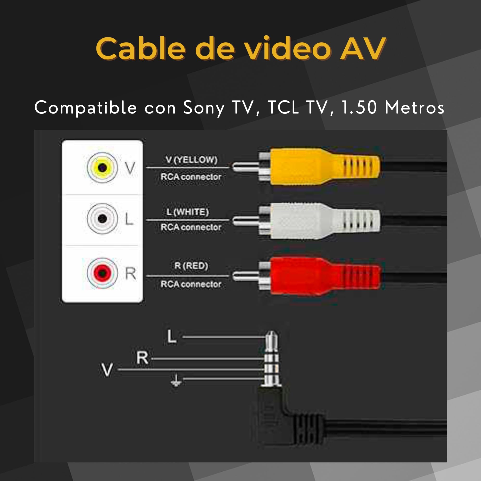 3 piedi. Cavo A/V composo da RCA a jack da 3,5 mm e adattatore audio video da 3,5 mm a RCA
