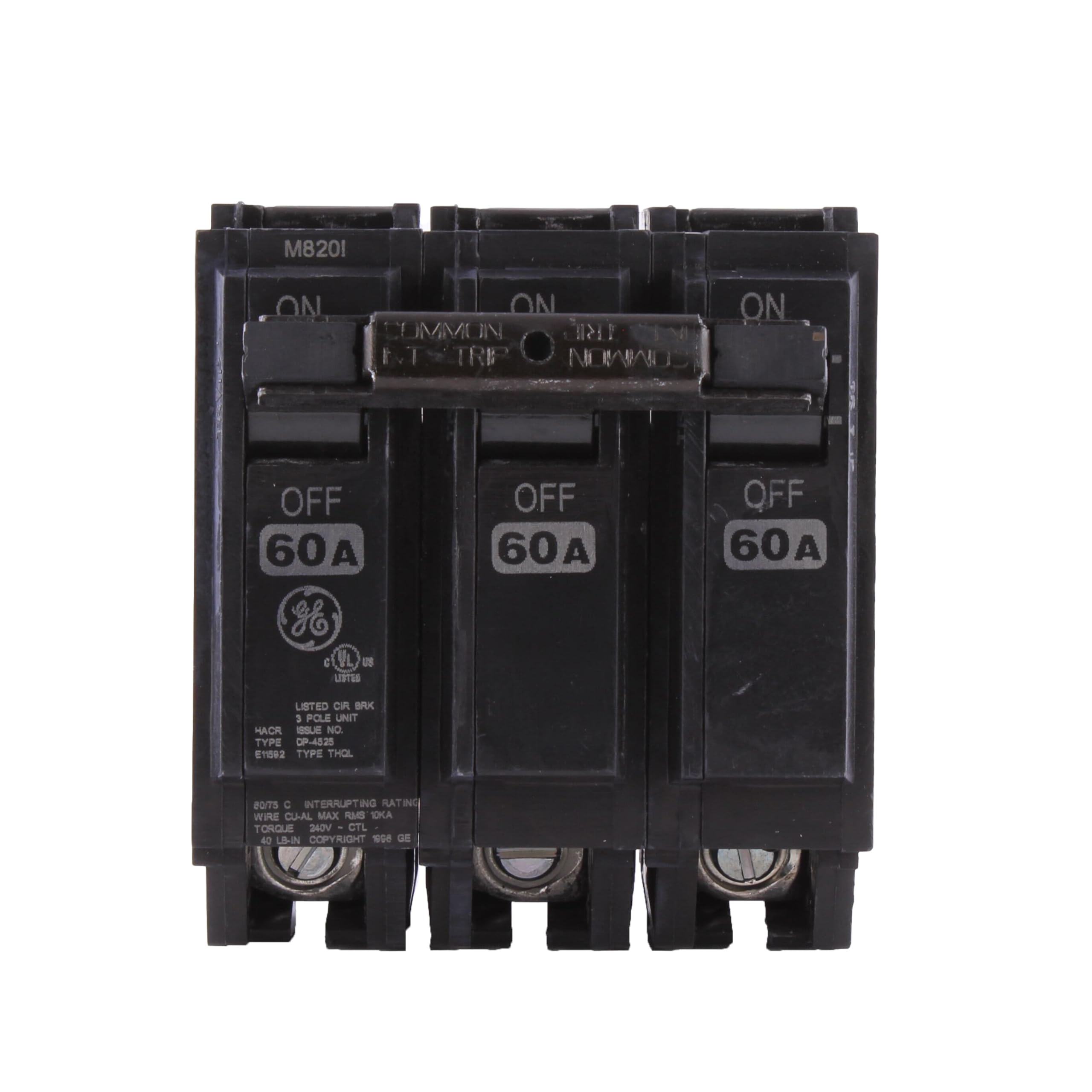 ABB Q-Line® THQL32060 Circuit Breaker • 60A/3-Pole Configuration • 120/240 VAC, 10 kAIC • Thermal Magnetic Trip • Quick-Make/Quick-Break Mechanism • Plug-in Mount