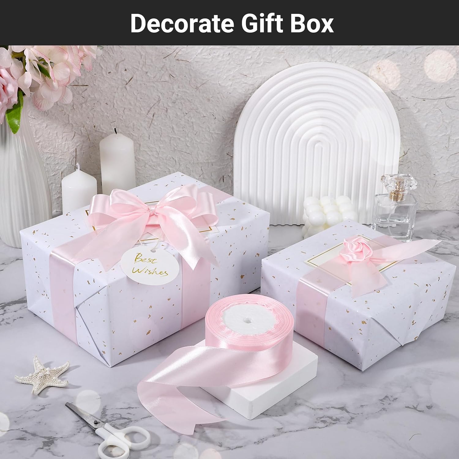 EUSOAR Pink Ribbon, 1 Roll 1 1/2 inch x 25 Yards Fabric Satin Ribbon, Silk Ribbons for Crafts Gift Wrapping Flower Bouquets Invitations Wedding Party Hair Decor Handmade Bows Bridal Shower Floral DIY