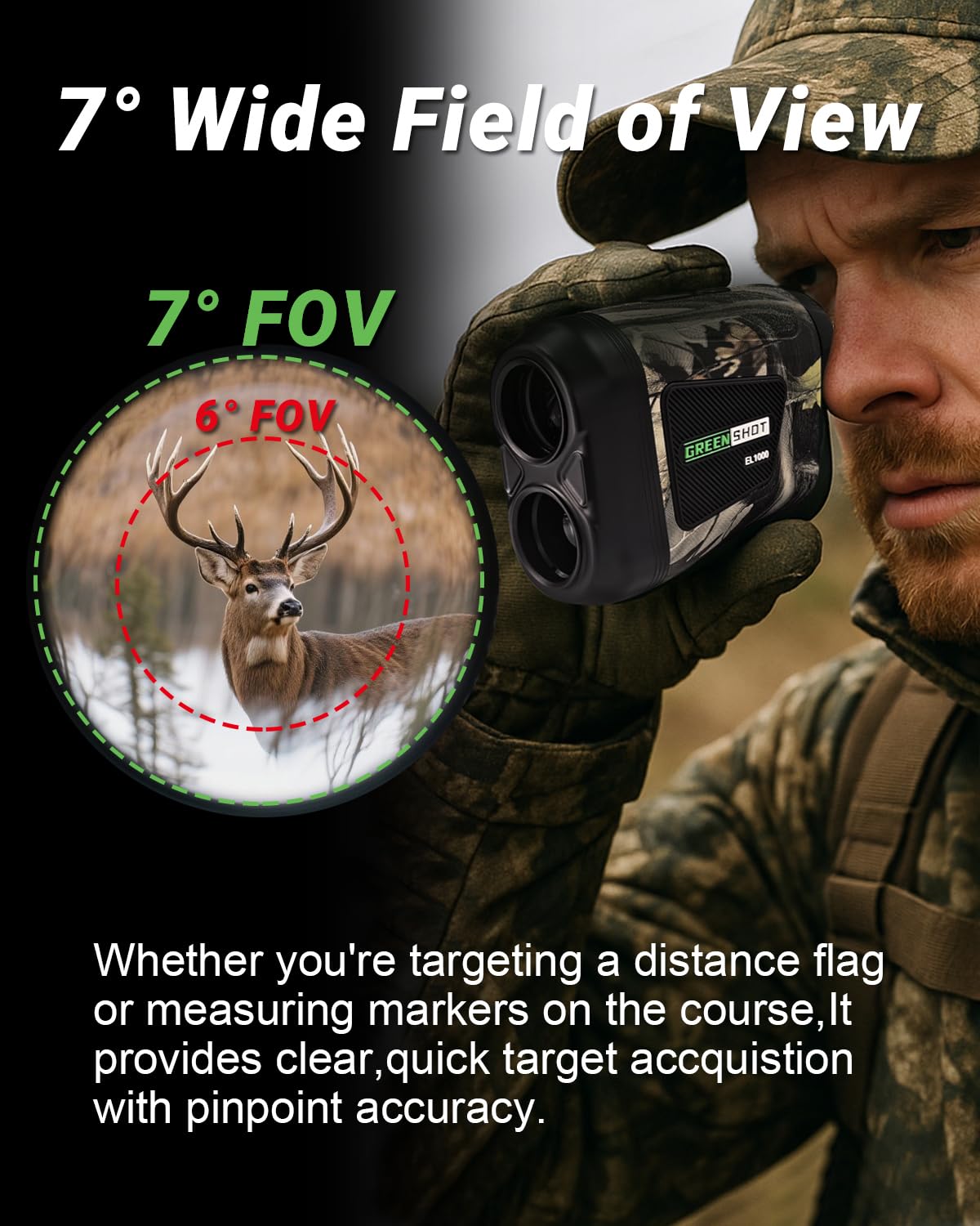 Entfernungsmesser für die Jagd - 1200 Yards Golf Entfernungsmesser mit Neigungsschalter, Flaggensperre, Geschwindigkeitsmodus, wasserdichter wiederaufladbarer Jagd-Entfernungsmesser, ideal