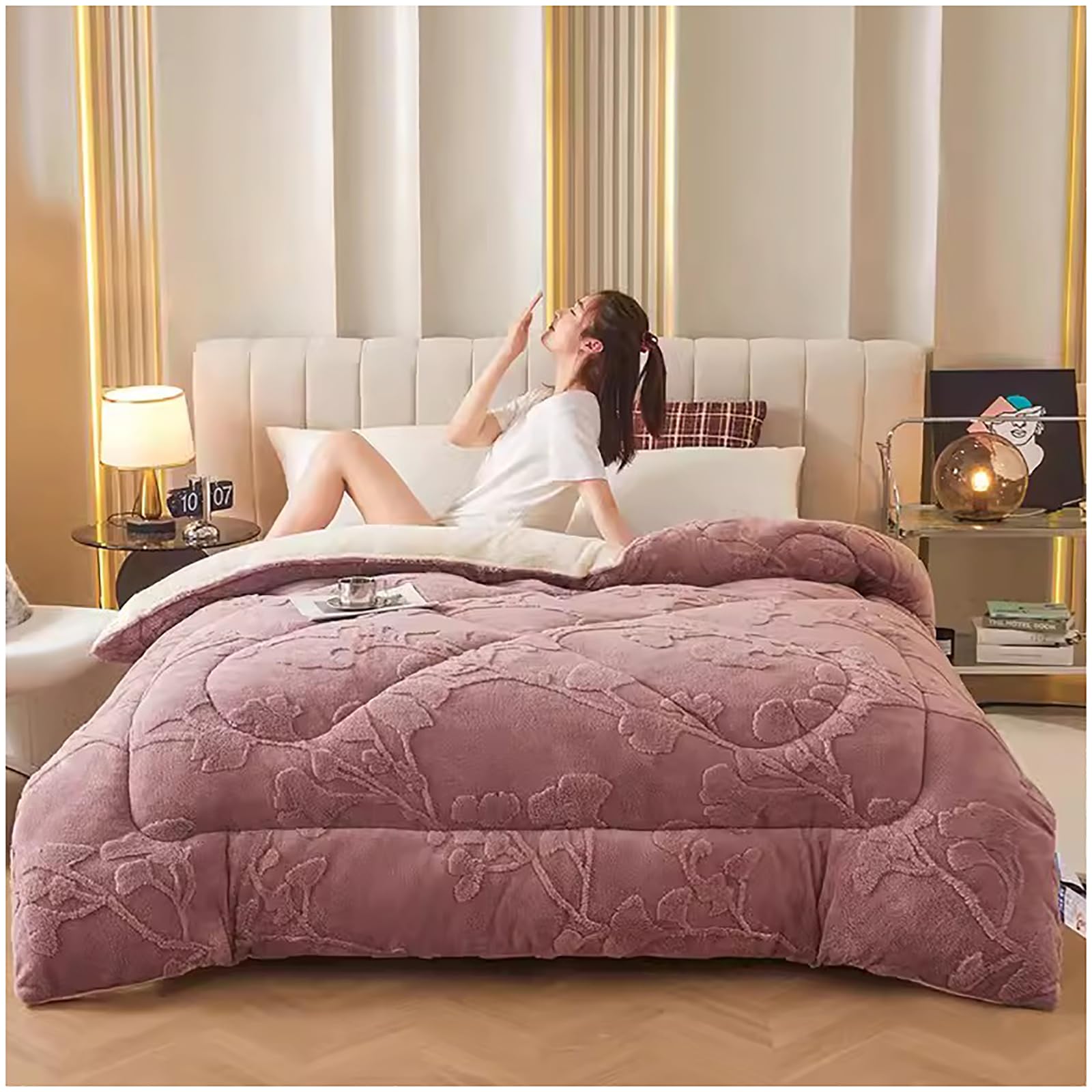 Gofohimi B Winter Quilt, Thicken Warm Double-Sided Velvet Lanket, Lam Wool Lanket For Sofa And Couch, Heavy Lankets For Winter Double Ed, Soft Plush Fleece Lanket For Home Edroom,,220X240cm(5Kg)