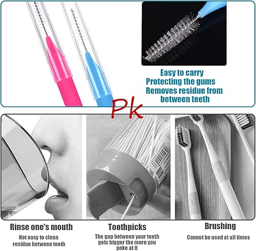 Miniatura 3 de Huakaile 50 cepillos de llaves para limpieza con estuche de almacenamiento, cepillo interdental interproximal entre dientes, 5 colores llaves de