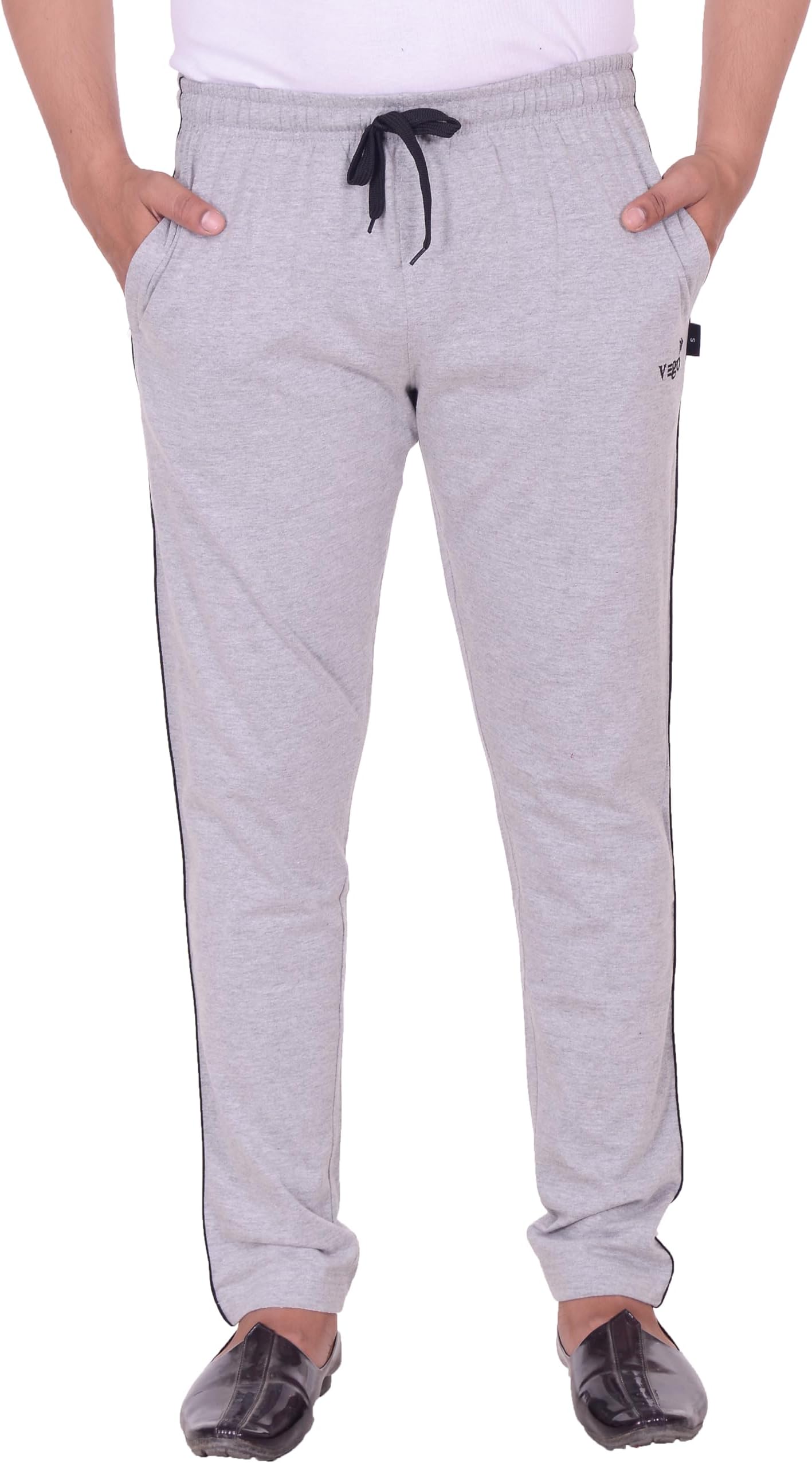 Men's Regular Fit Pure Cotton Black Plus Size Lower/Track Pants