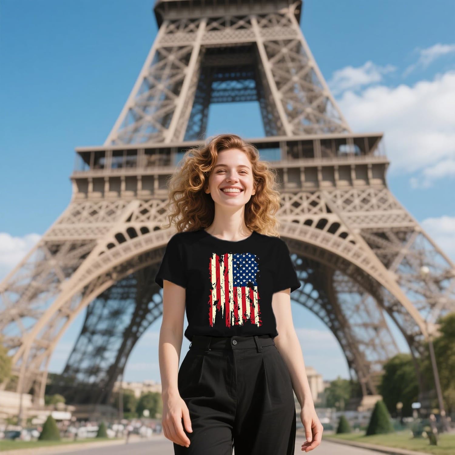 4th of July Shirts Women USA Patriotic T-Shirt American Flag Tee Tops - Image 3