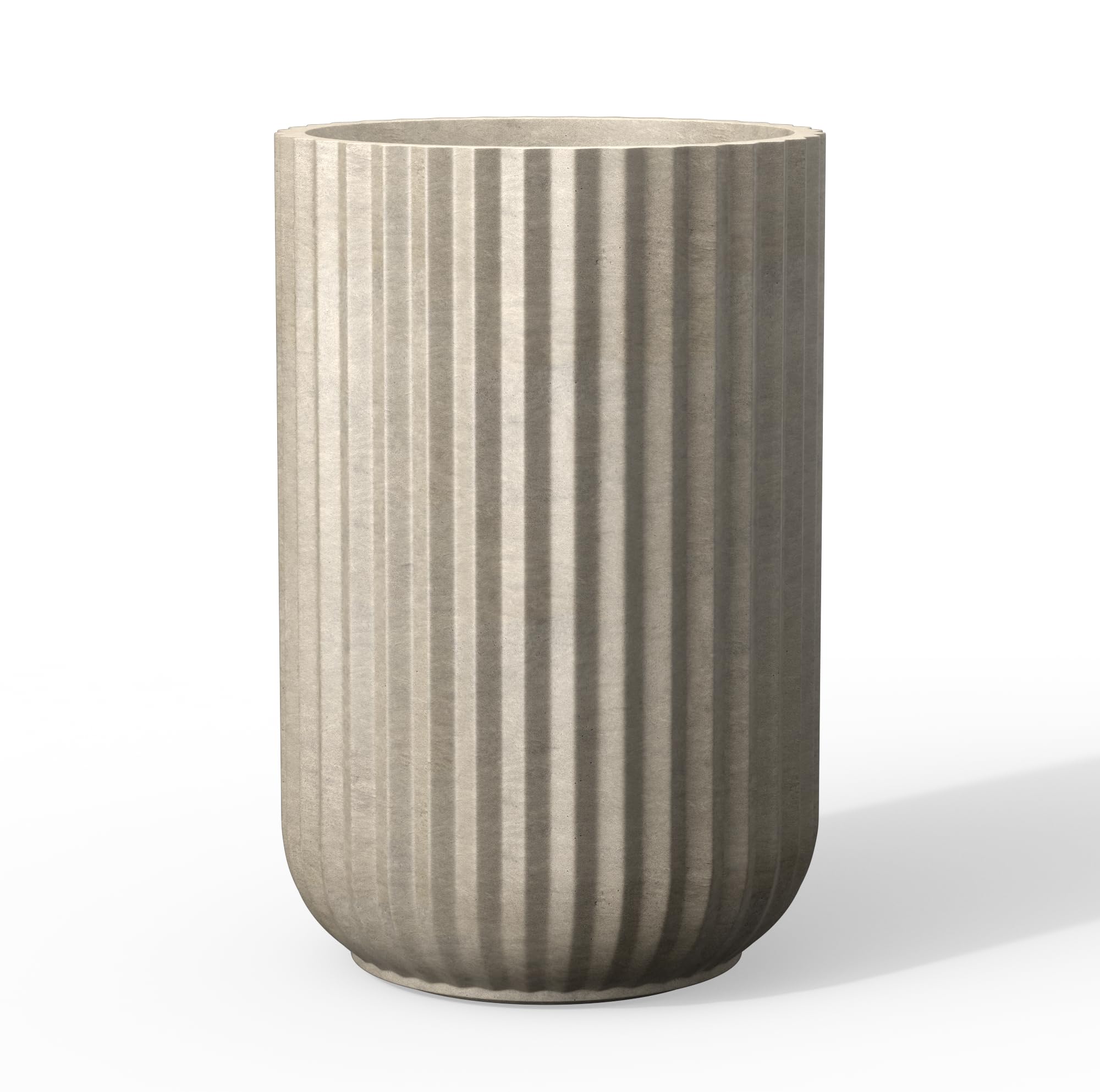 Kante Planter, Weathered Concrete, 14" Dia x 21.7" H
