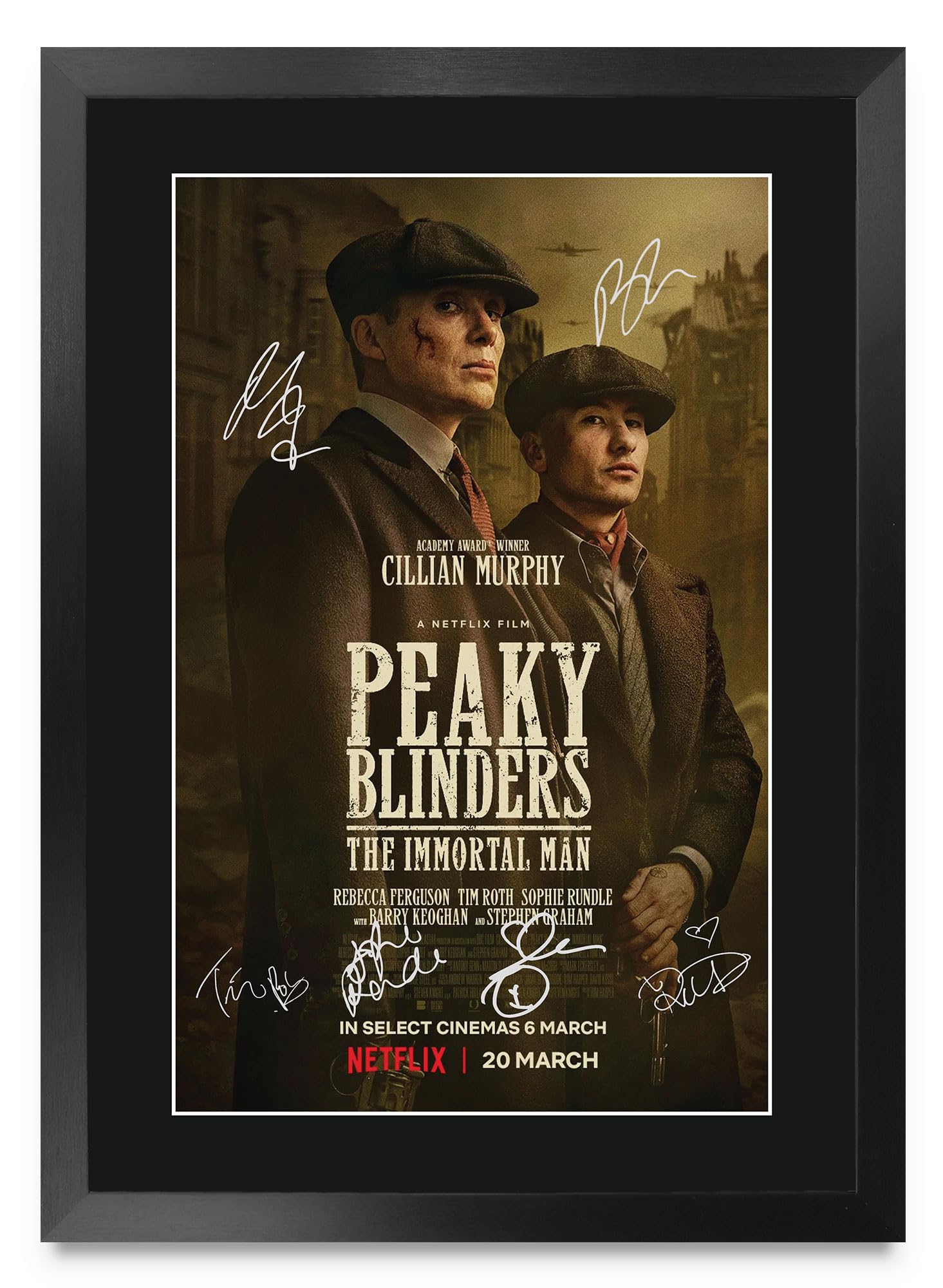 Memorabilia Peaky Blinders foto con firmas impresas marco A3 8