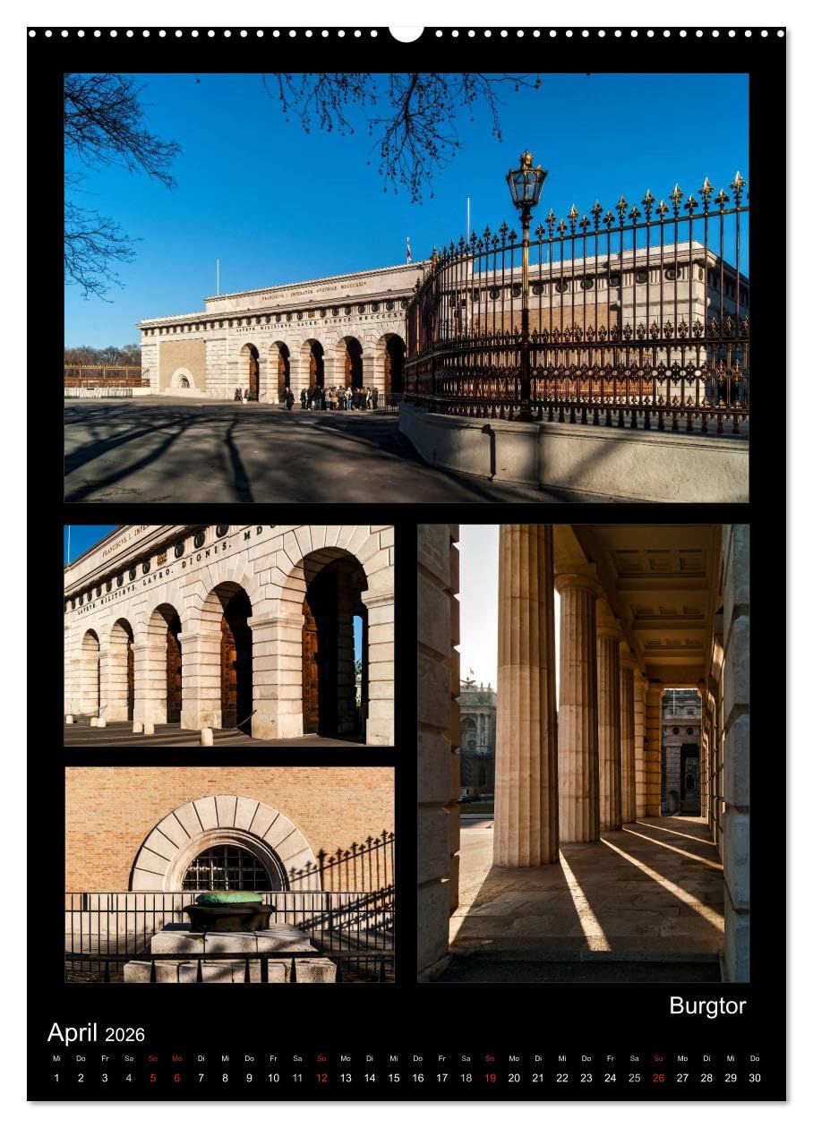 Calendario mensual CALVENDO de Die Hofburg zu Wien (calendario de pared 2026 DIN A2 alto), calendario mensual CALVENDO