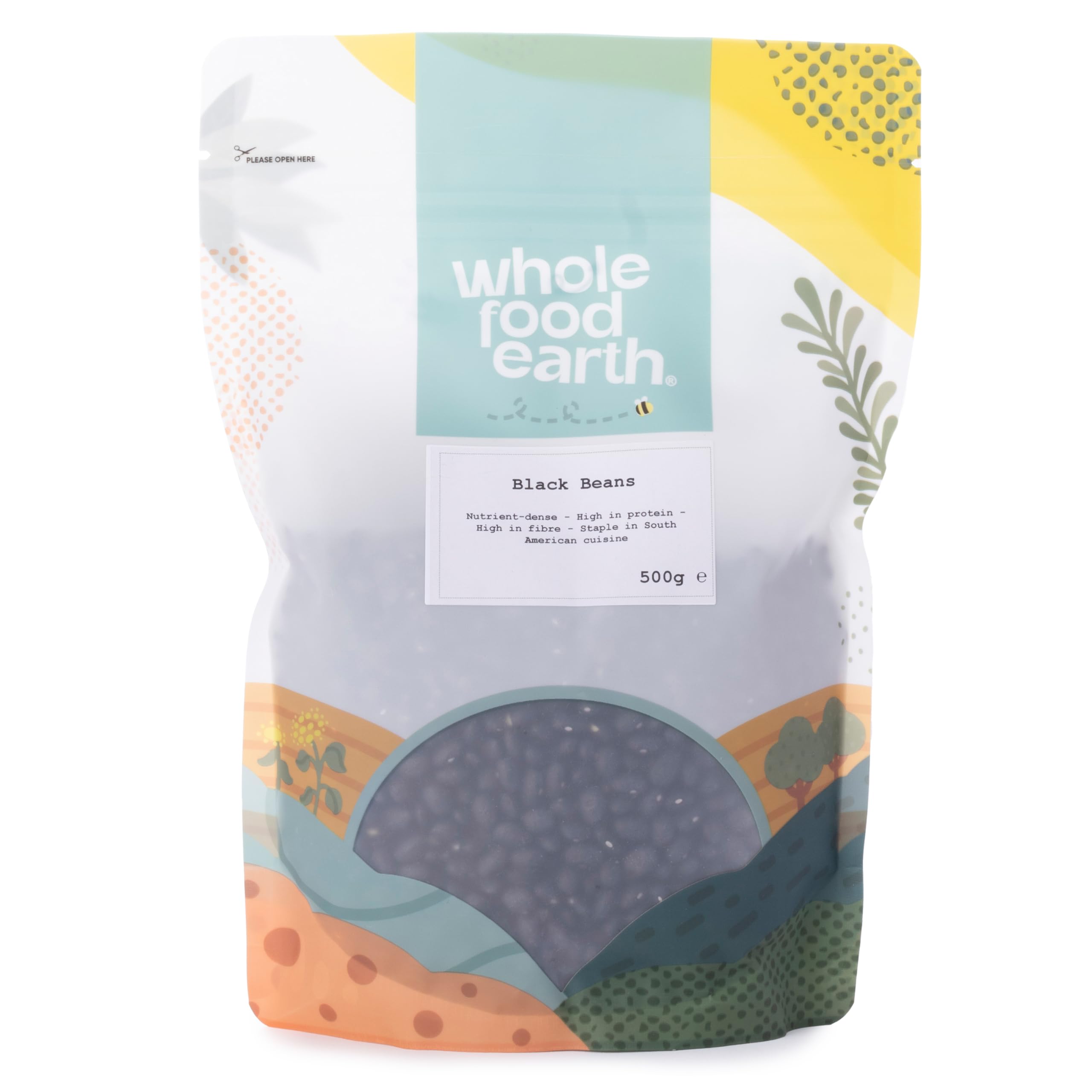 Wholefood Earth Black Beans 500 g | GMO Free | Natural | High Fibre | High Protein