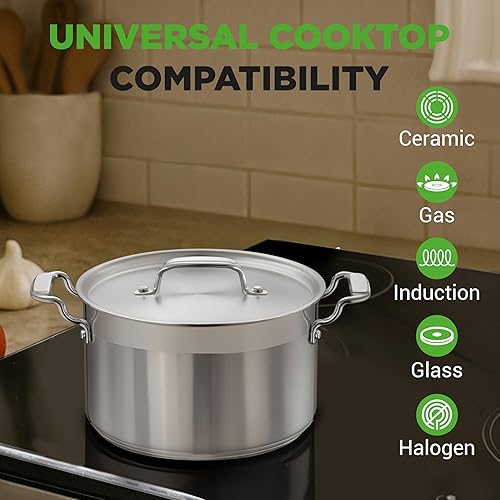 Vista 7 de NutriChef - Olla grande de acero inoxidable de 5 cuartos con tapa - 18/8 Grado alimenticio resistente, olla grande de acero inoxidable