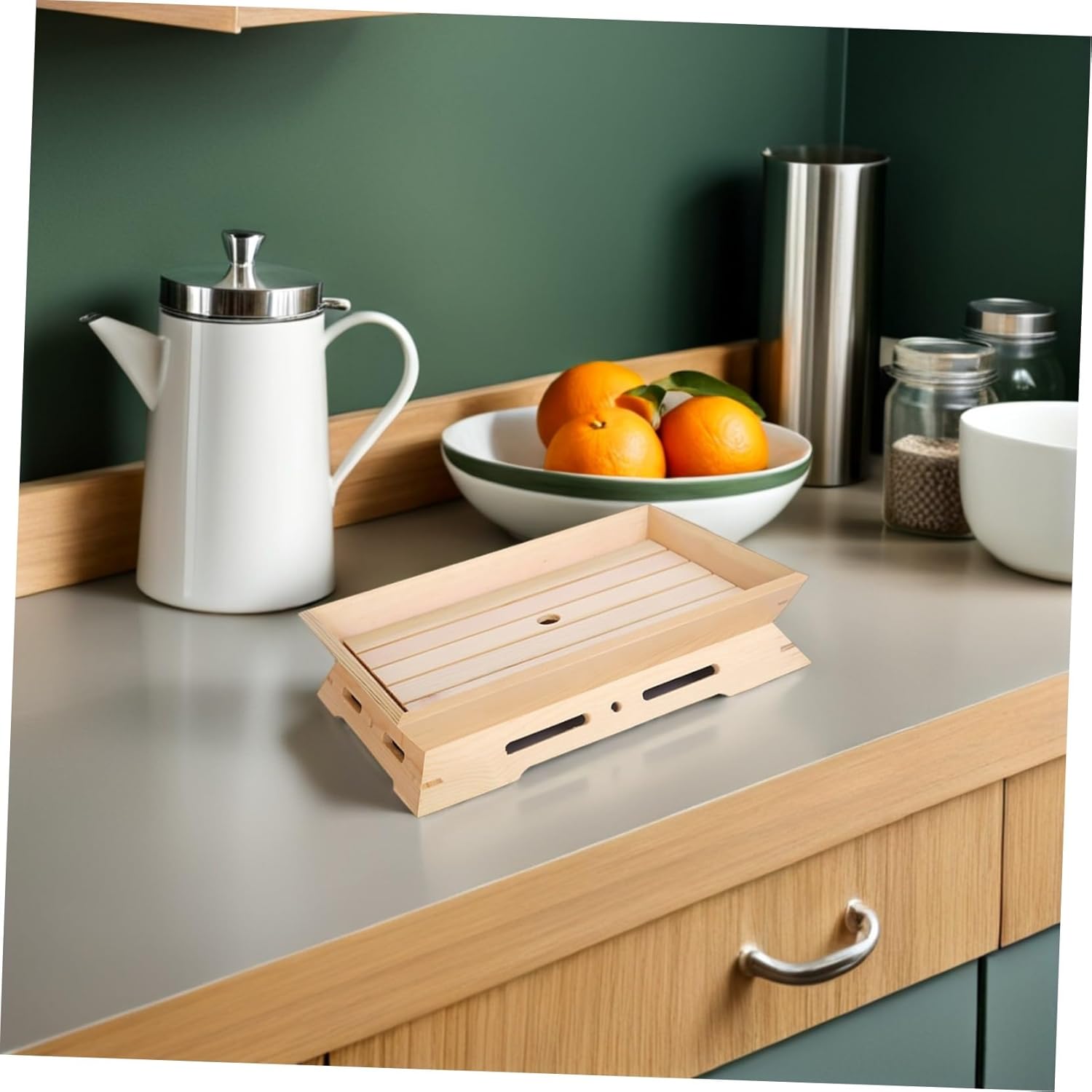 LABRIMP 2個木製日式刺身盤 干氷対応寿司盛り付けトレー 長方形多用途フードプレート デザートや前菜の盛り付けに ホームパーテ