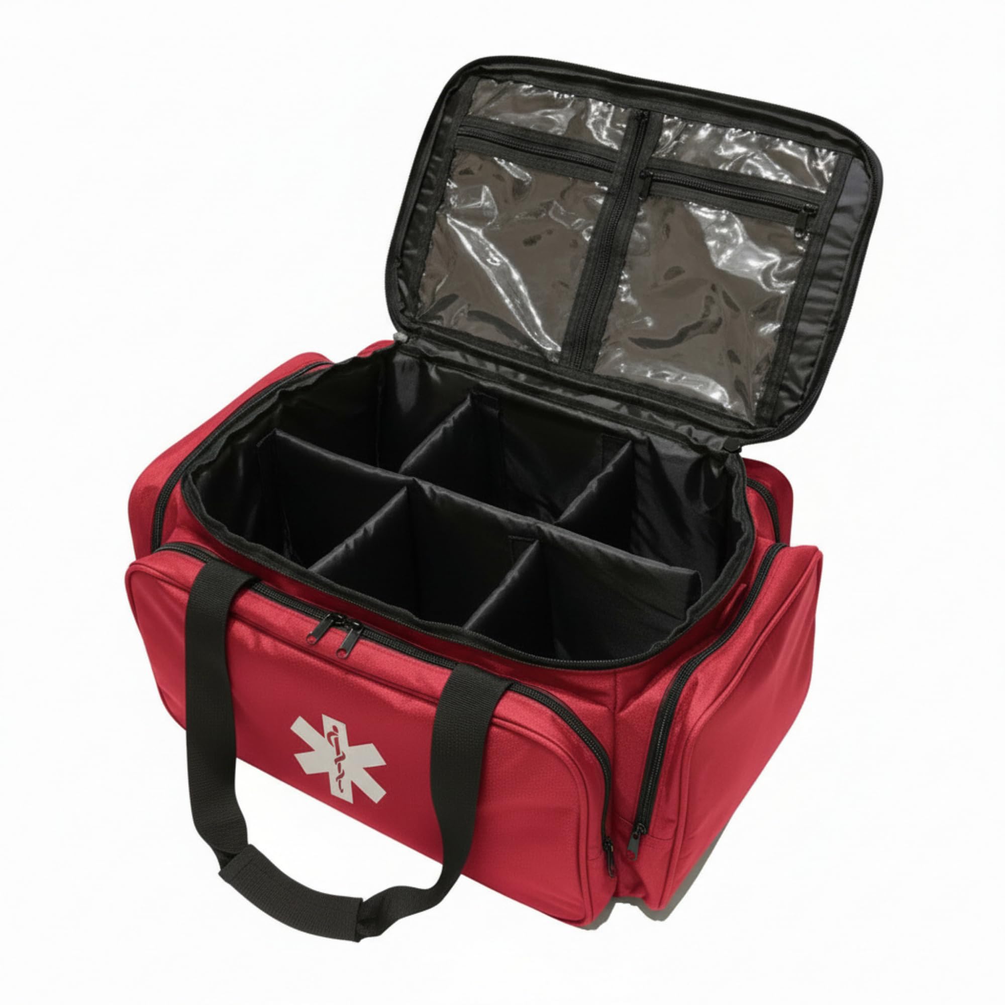 TS TAKE SPORT - Borsa Medica Sportiva Grande (Vuota) – Borsa Primo Soccorso Professionale 53cm con Scomparti Modulabili – Kit Emergenza Sanitaria (Rosso)