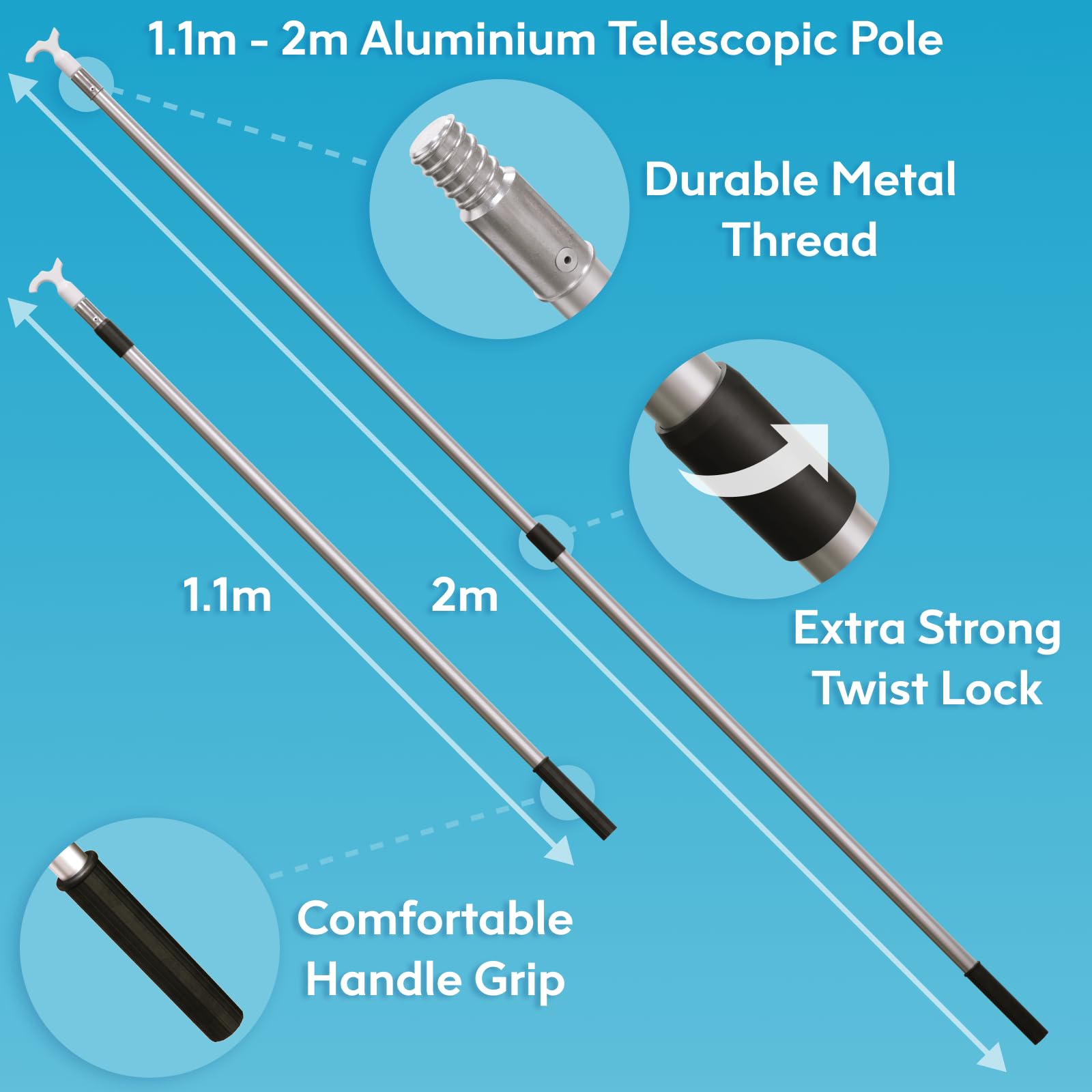 Clear Sky Telescopic Window Opener Pole, White - Image 3