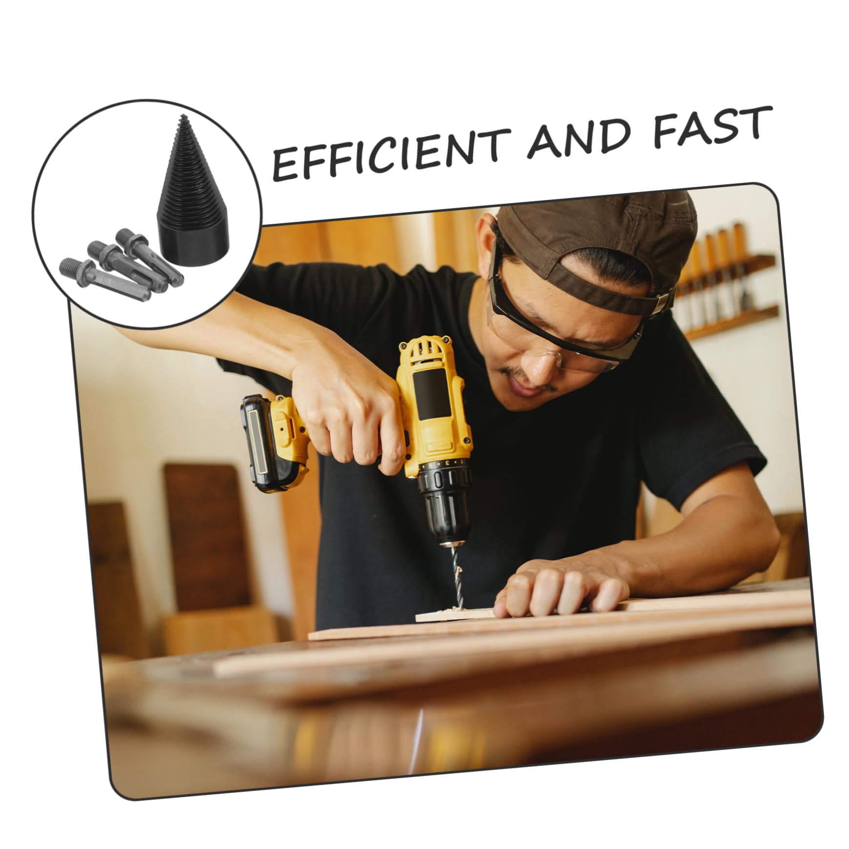 Sosoport Punta per Legno da Ardere in Acciaio, Utensile per Spaccalegna Elettrico, Nero, Resistente Agli Urti, per Taglio Rapido