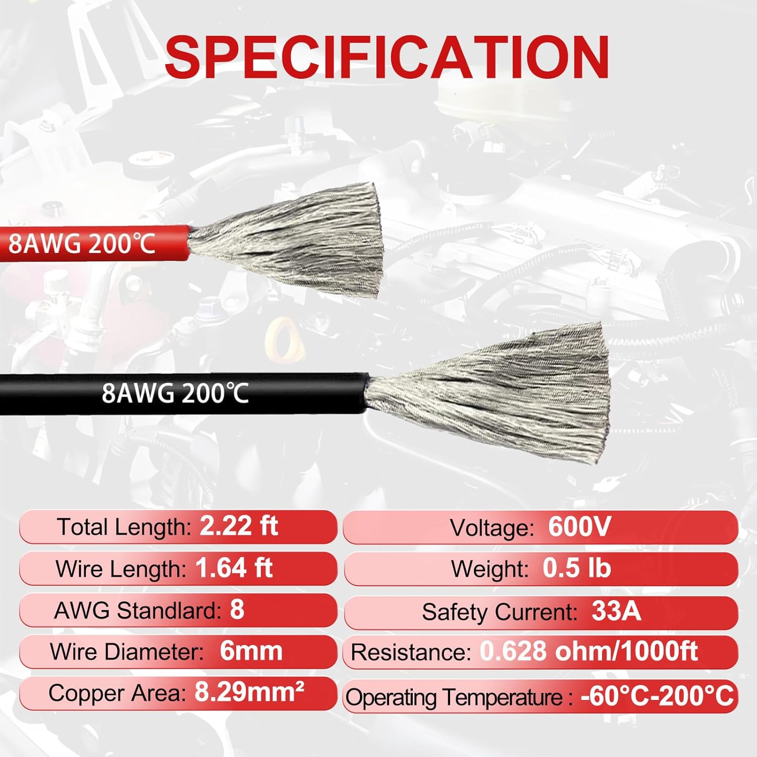 Jumper Cables with Adapter Compatible with Milwaukee M18 18V Battery Jumper Starter, 2ft 8AWG Automotive Booster Cables, Silicone Wire 392°F Heat Resistant for Car Jump Starting Tool Battery - Image 4