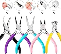 Vista 6 de Juego de 5 piezas de alicates para joyería, kit de herramientas de fabricación de joyas que incluye alicates de punta de aguja, punta de cadena