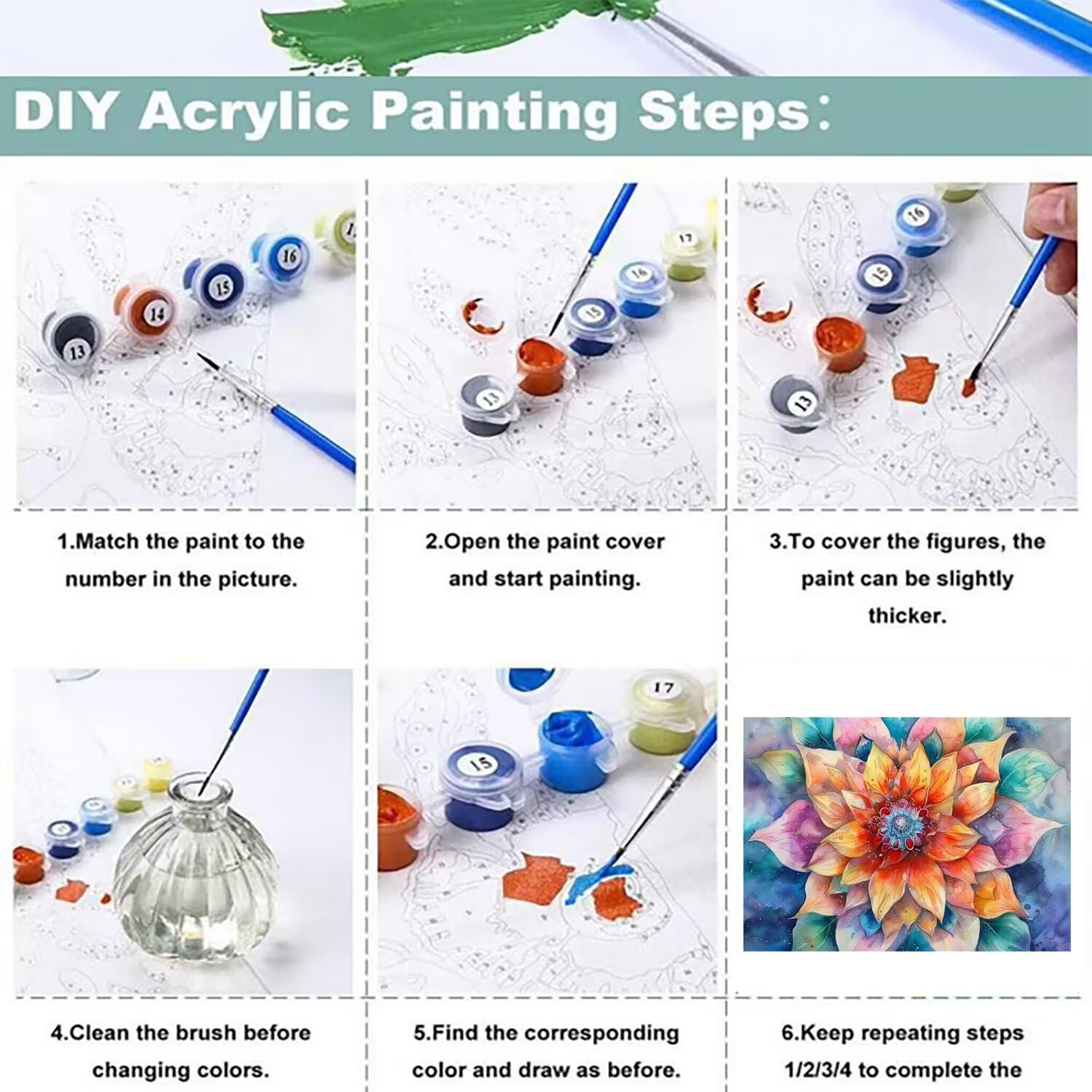 Malen Nach Zahlen Blume Malen Nach Zahlen Erwachsene Kinder Mandala Paint by Numbers Adult DIY Handgemalt öLgemäLde Mit 3 Pinsel Acrylfarbe für Deko Home Geburtstag Geschenk für Frauen 70x90cm A-1164