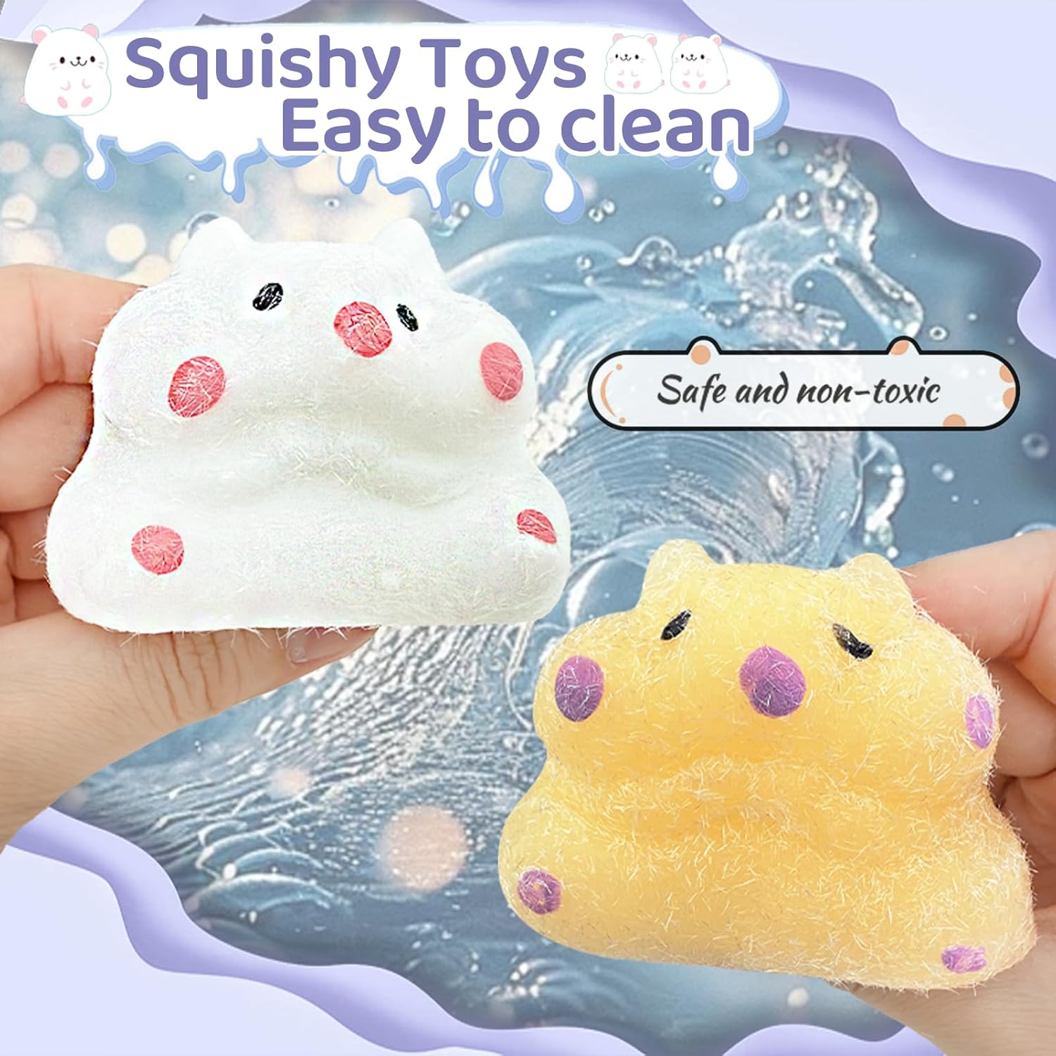 Hamster Squeeze Toys Taba Squishy, Soft Slow Rise Squishies for Stress Relief and Fidget, Cute Collectible Animal Squishy Toy for Kids and Youth (Yellow)
