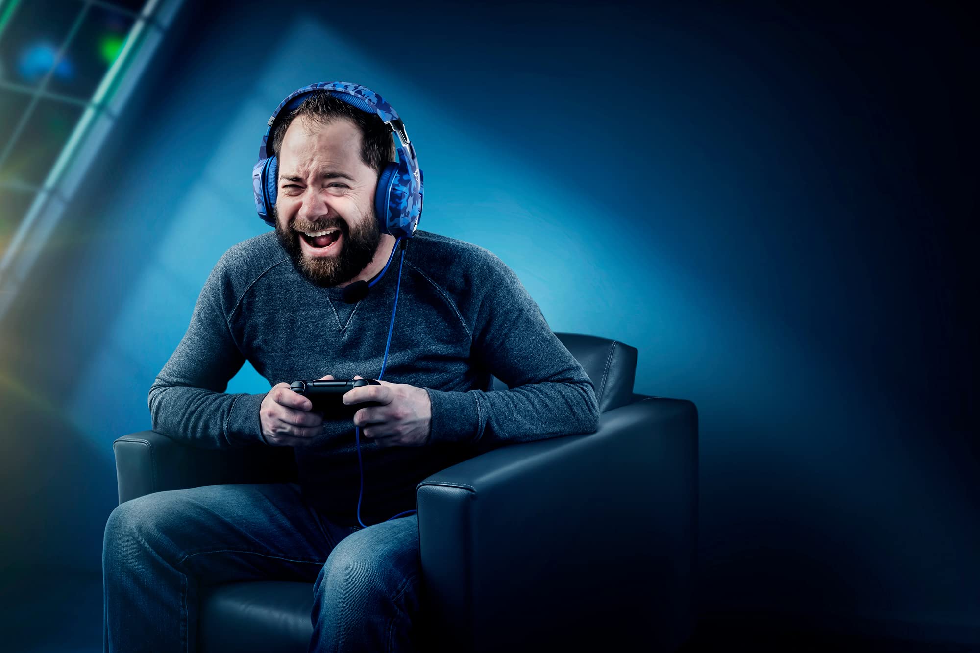 Trust Gaming 23249 Headset GXT 322D für PS4 und PS5 - Carus Kabelgebundene Gaming-Kopfhörer mit Flexiblem Mikrofon für PlayStation 4 und 5 - Blau, Medium