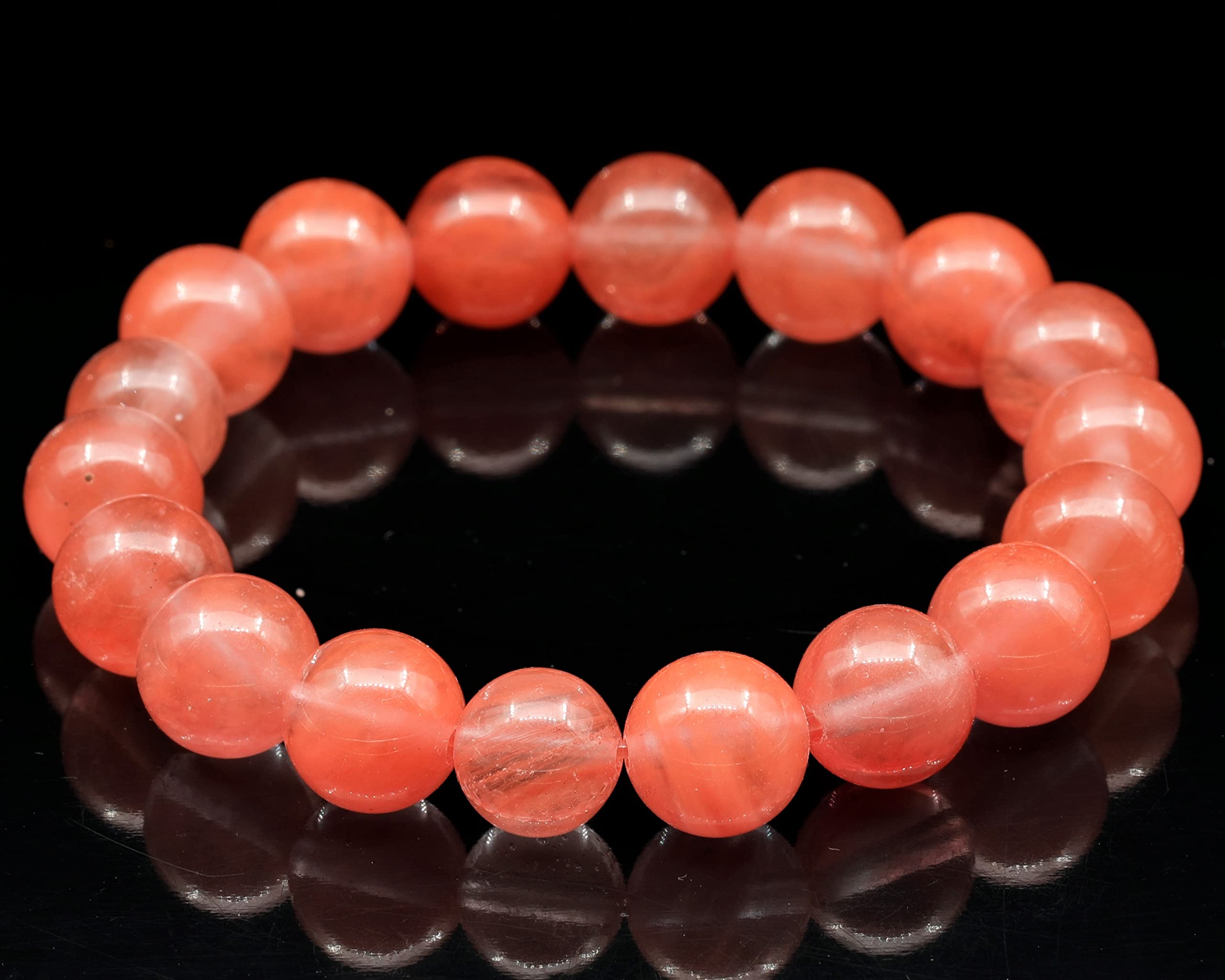 Dehnbares Armband aus natürlichen Kirschquarzperlen, echter rosa Kristall, Stier, Edelstein elastisch, 8 mm Perlen, Modeschmuck