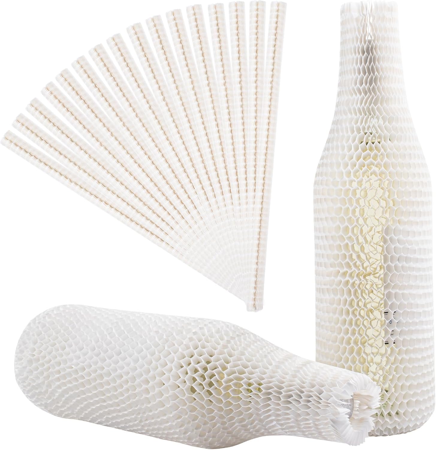 64 Set Wine Bags for Travel Honeycomb Paper, Reusable Wine Bottle Protector Sleeves, Unbreakable Wine Travel Bags for Airplane Travel Transport Car Proof Safety Impact Resist White