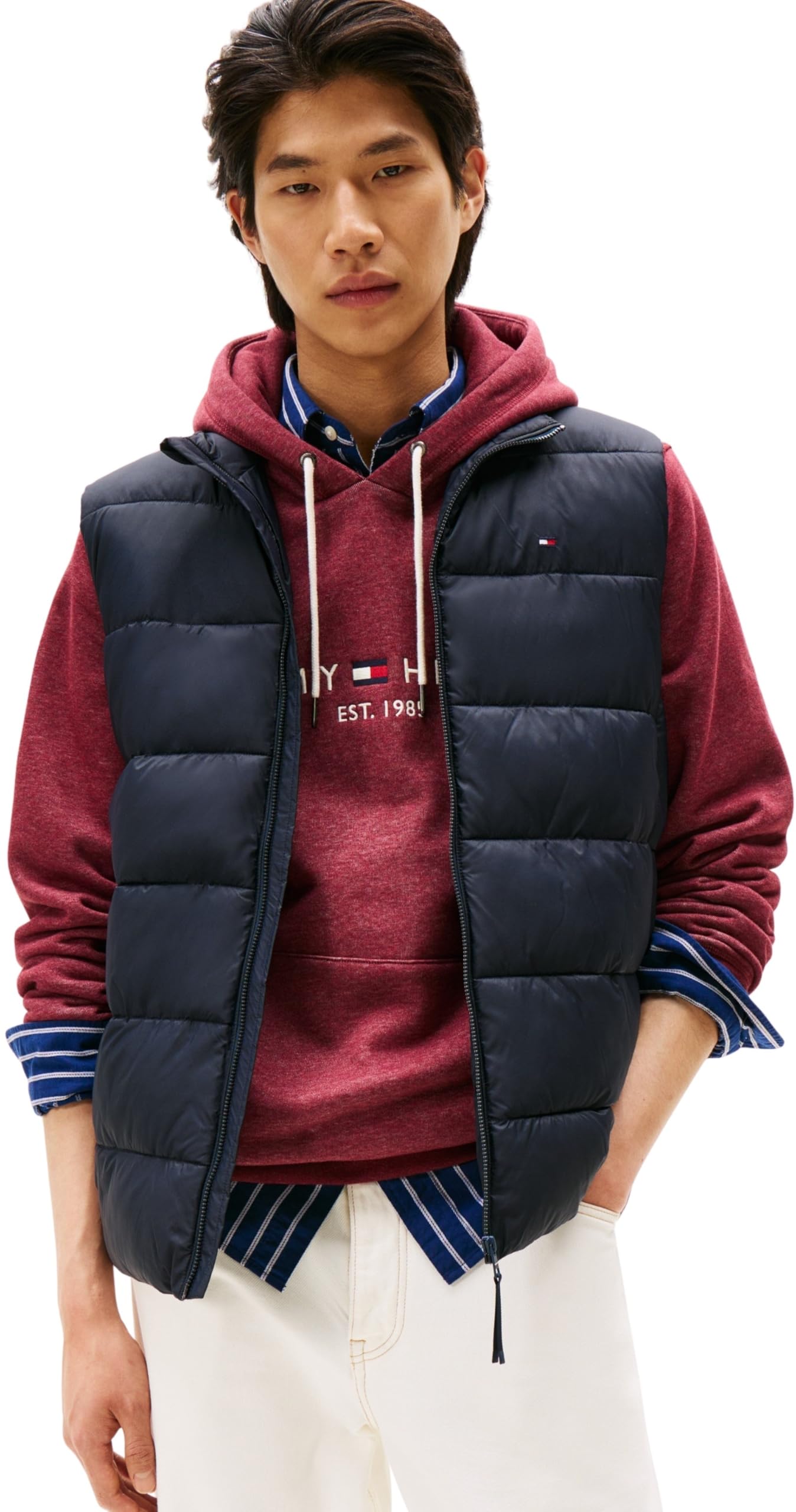 Tommy Hilfiger Men’s Mid Weight Gilet with Stand Collar, Blue (Desert Sky), XXXL